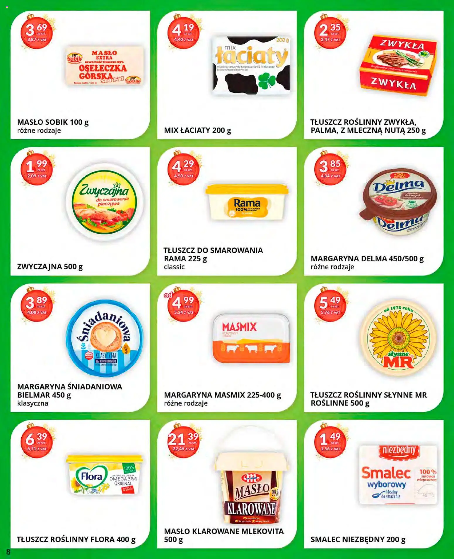 Eurocash Gazetka od 15.12.2025 | Strona: 8 | Produkty: Masło klarowane, Margaryna, Masło