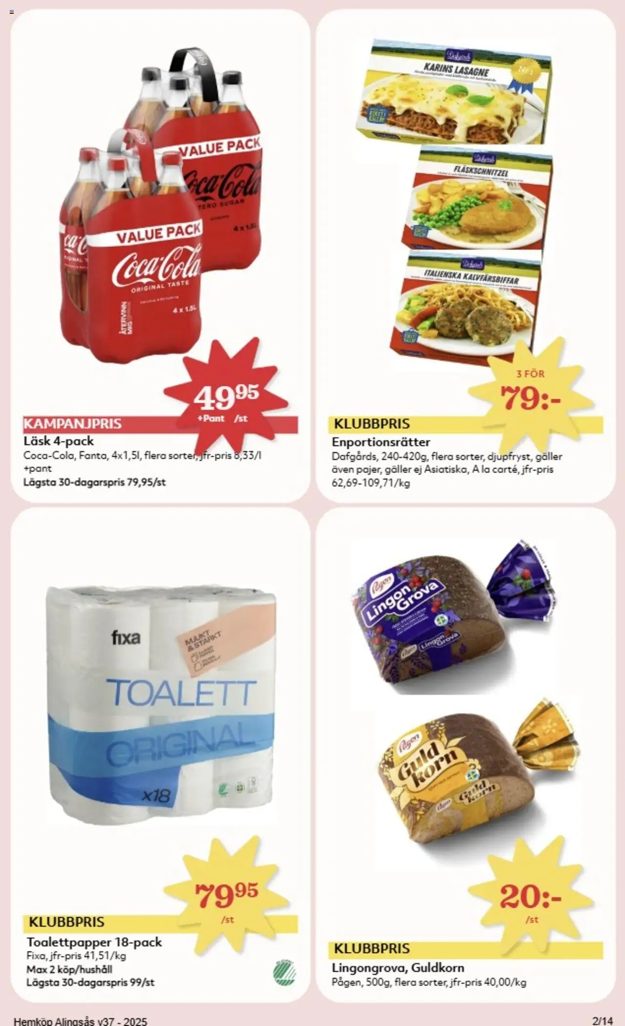 Hemköp reklamblad aktuell från 08.09.2025 | Sida: 2 | Produkter: Toalettpapper, Galler, Toalett