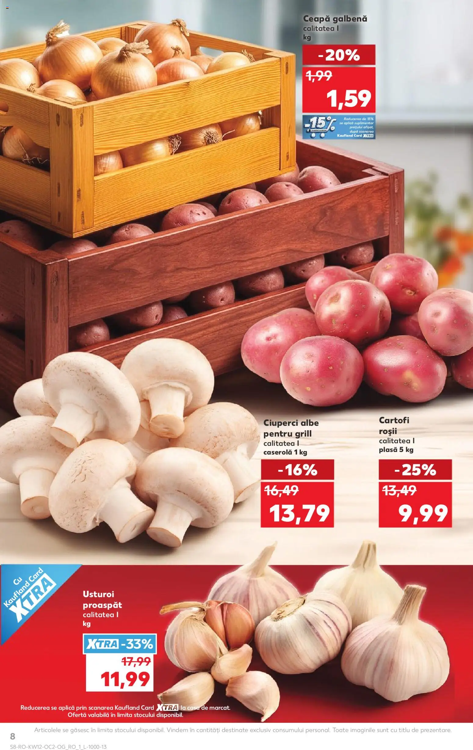 Noul catalog Kaufland – valabil de la 18.03.2026 | Pagină: 8 | Produse: Ciuperci, Roșii, Ceapă, Usturoi