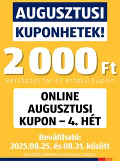 Aldi - Augusztusi kuponhetek - amely érvényes a következő dátumtól: 25.08.2025
