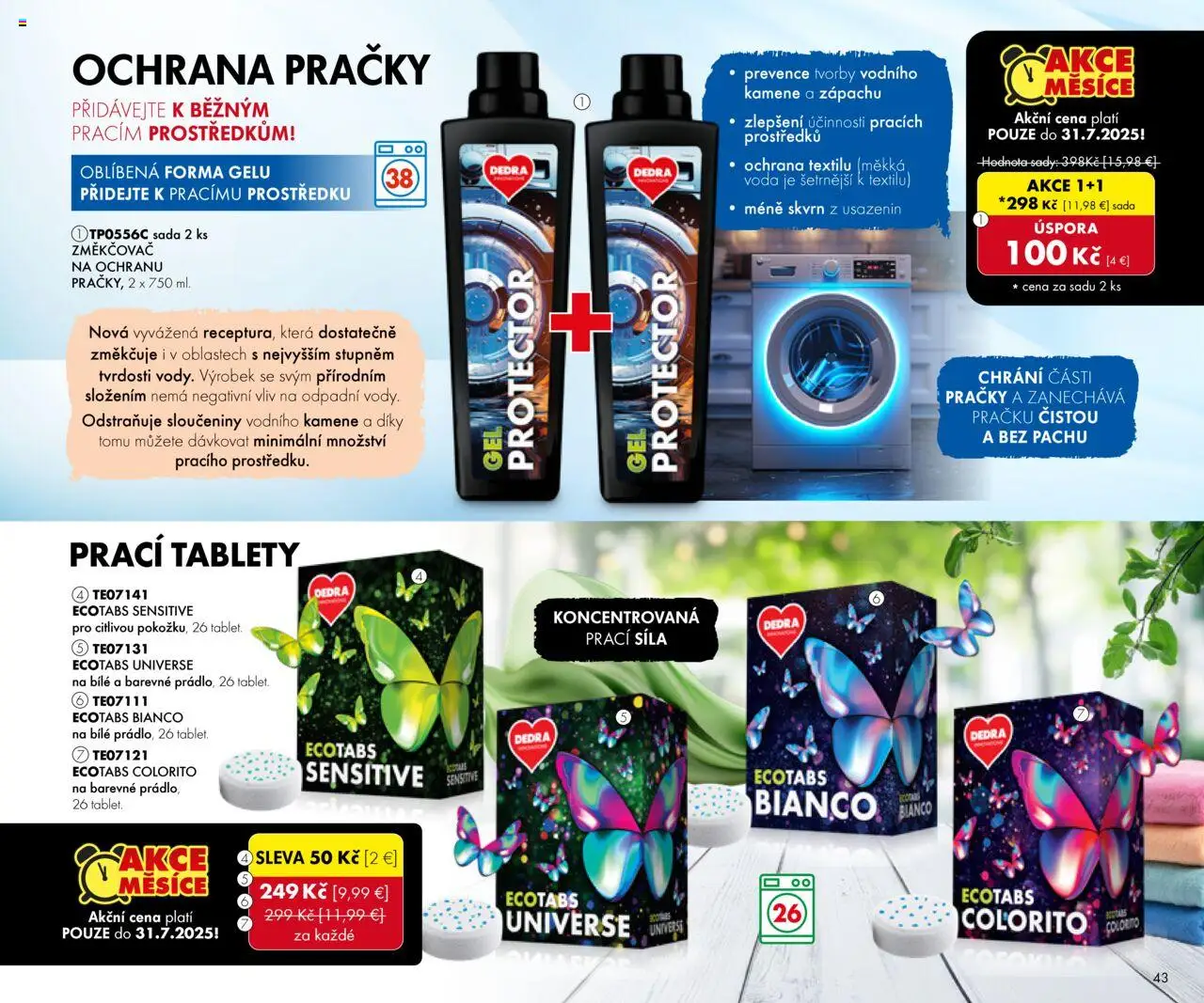 Dedra Katalog 7 2025 │ platný od 20.06.2025 | Strana: 43 | Produkty: Práčky, Voda