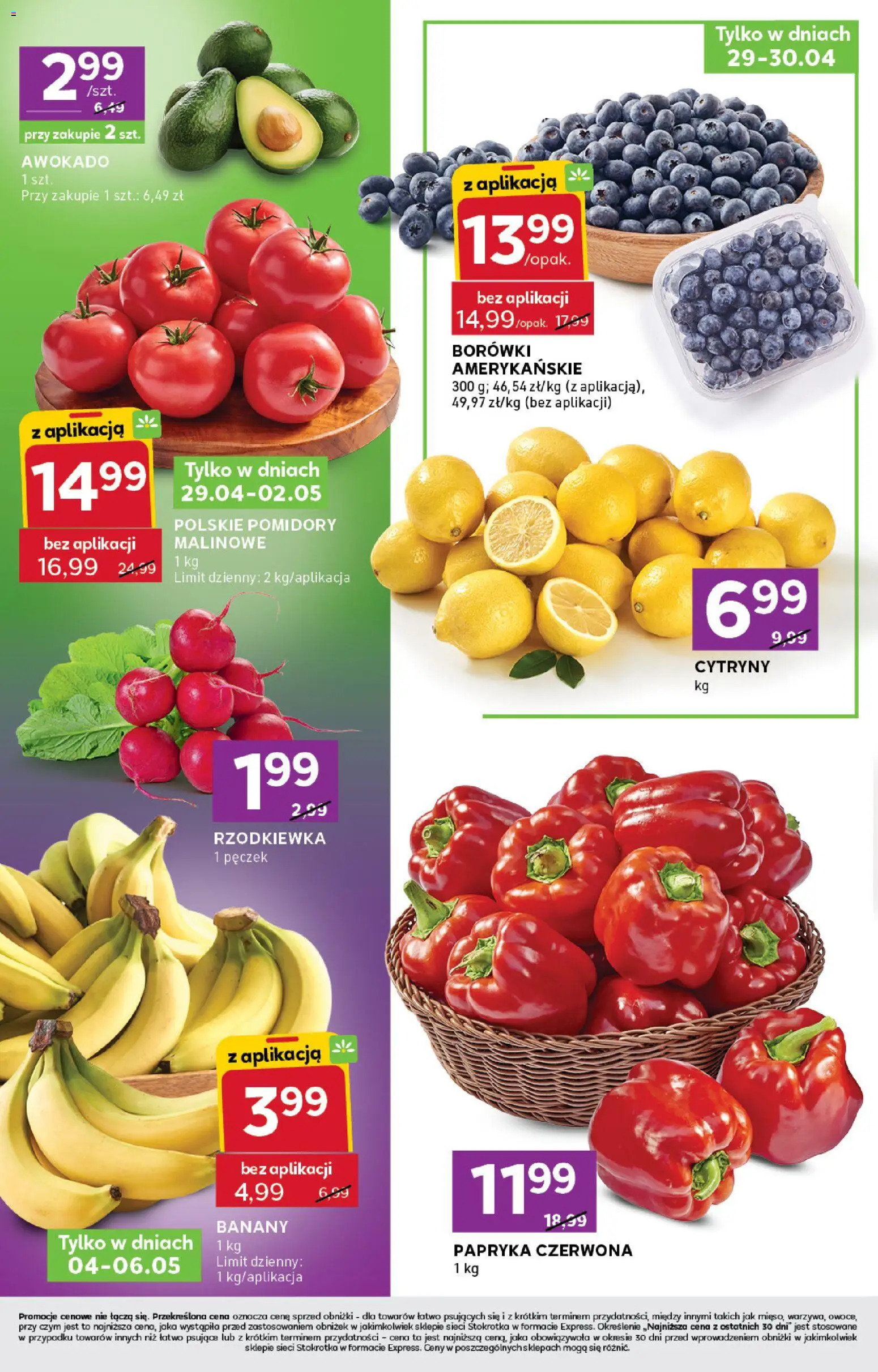 Stokrotka gazetka - Express od 29.04.2026 | Strona: 2 | Produkty: Cytryny, Papryka, Pomidory, Awokado