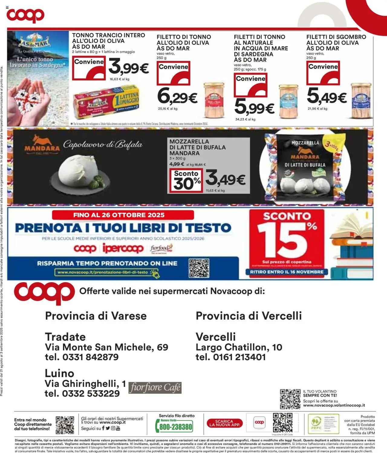 Volantino COOP del 21.08.2025 | Pagina: 29 | Prodotti: Acqua, Mozzarella, Latte, Vaso