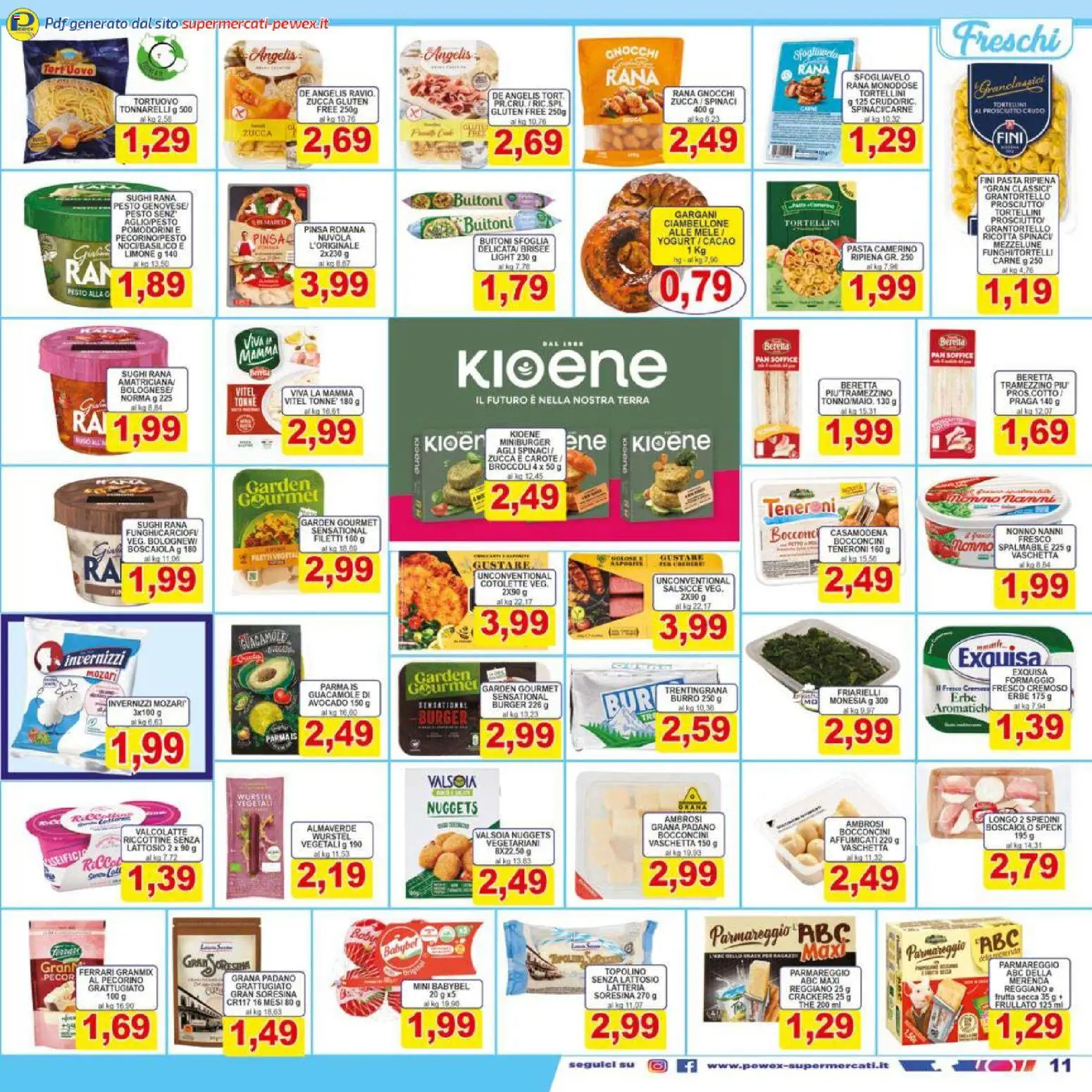 Volantino Pewex del 16.01.2026 | Pagina: 11 | Prodotti: Pomodorini, Wurstel, Grana Padano, Cacao