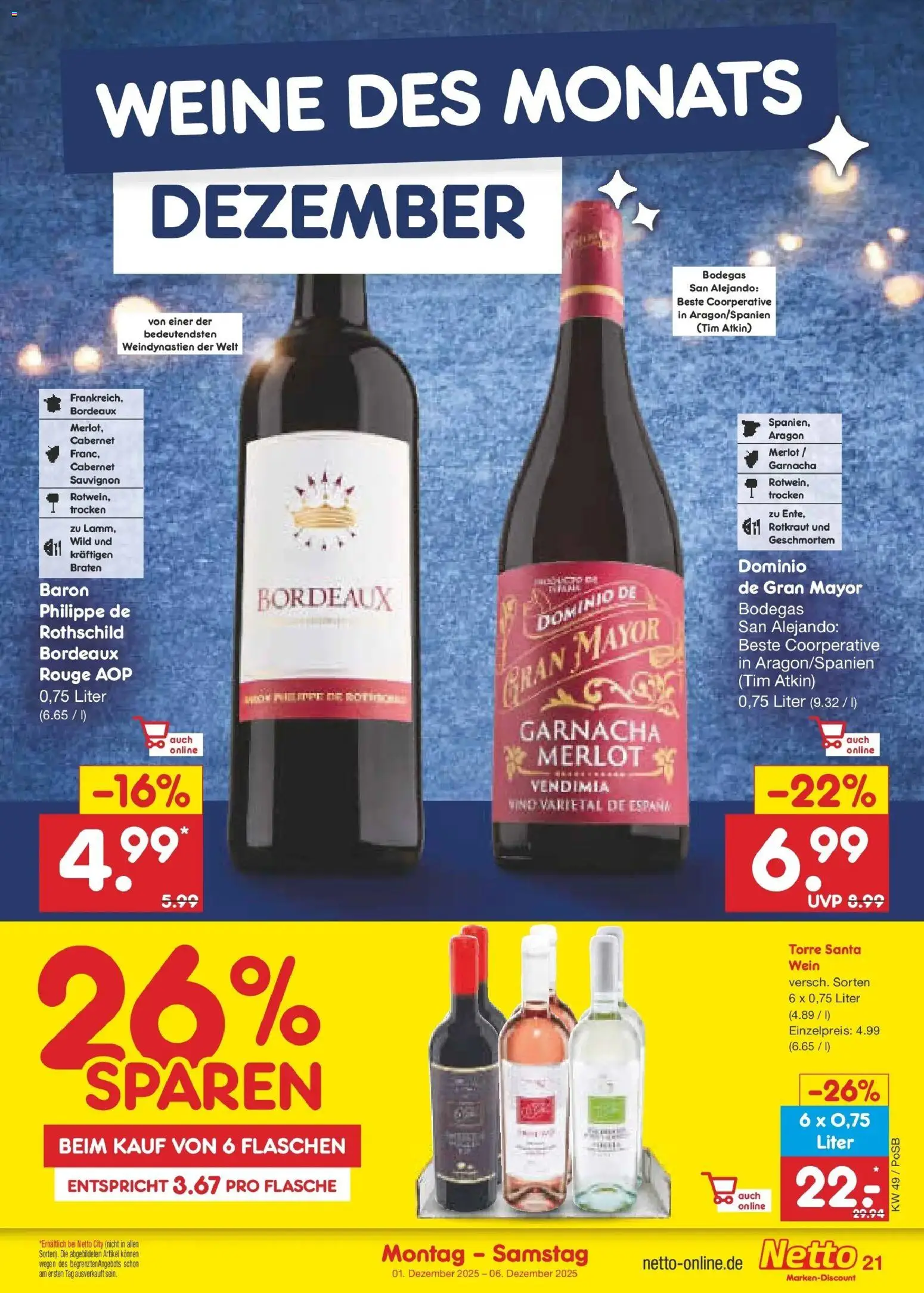 Netto Marken-Discount prospekt Regensburg	 – gültig ab 01.12.2025 | Seite: 23 | Produkte: Merlot, Rouge, Wein
