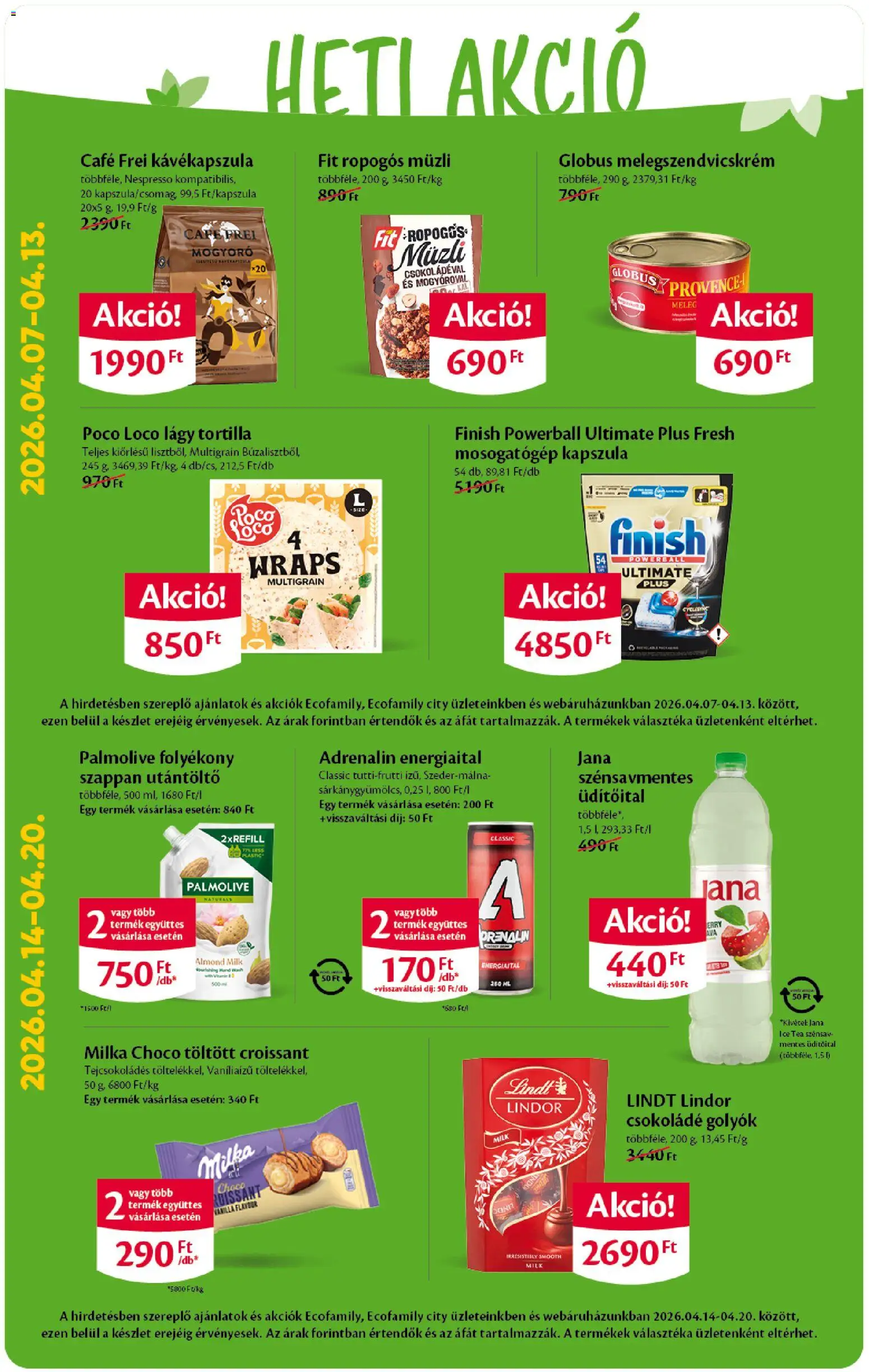 EcoFamily akciós ujság - amely érvényes a következő dátumtól: 09.04.2026 | Oldal: 2 | Termékek: Kávékapszula, Mosogatógép, Ice tea, Szappan