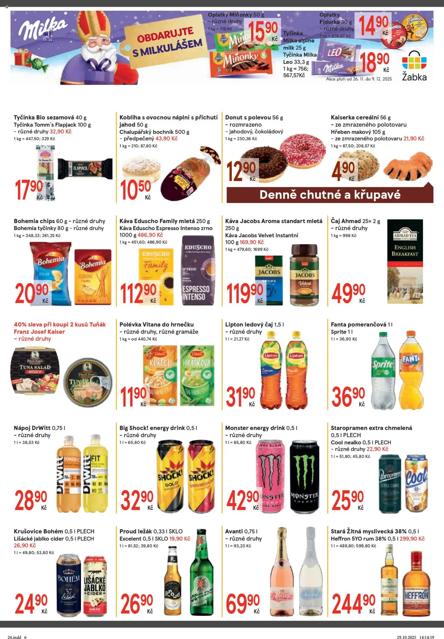 Žabka leták od 26.11.2025 | Strana: 6 | Produkty: Tuňák, Kaiserka, Cider, Jacobs Aroma