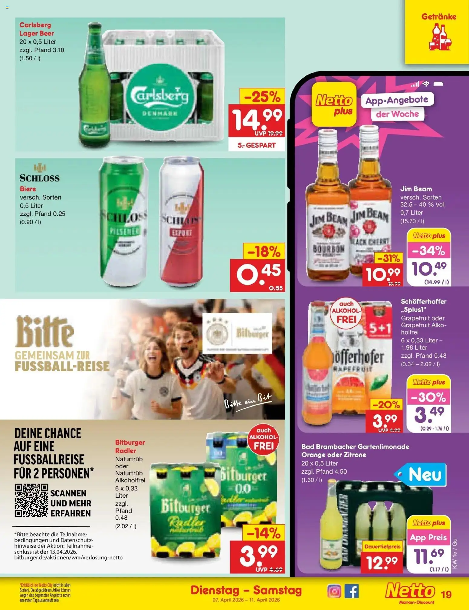 Netto Marken-Discount Prospekt Machern	 – gültig ab 05.04.2026 | Seite: 21 | Produkte: Bitburger, Jim beam, Zitrone, Bourbon