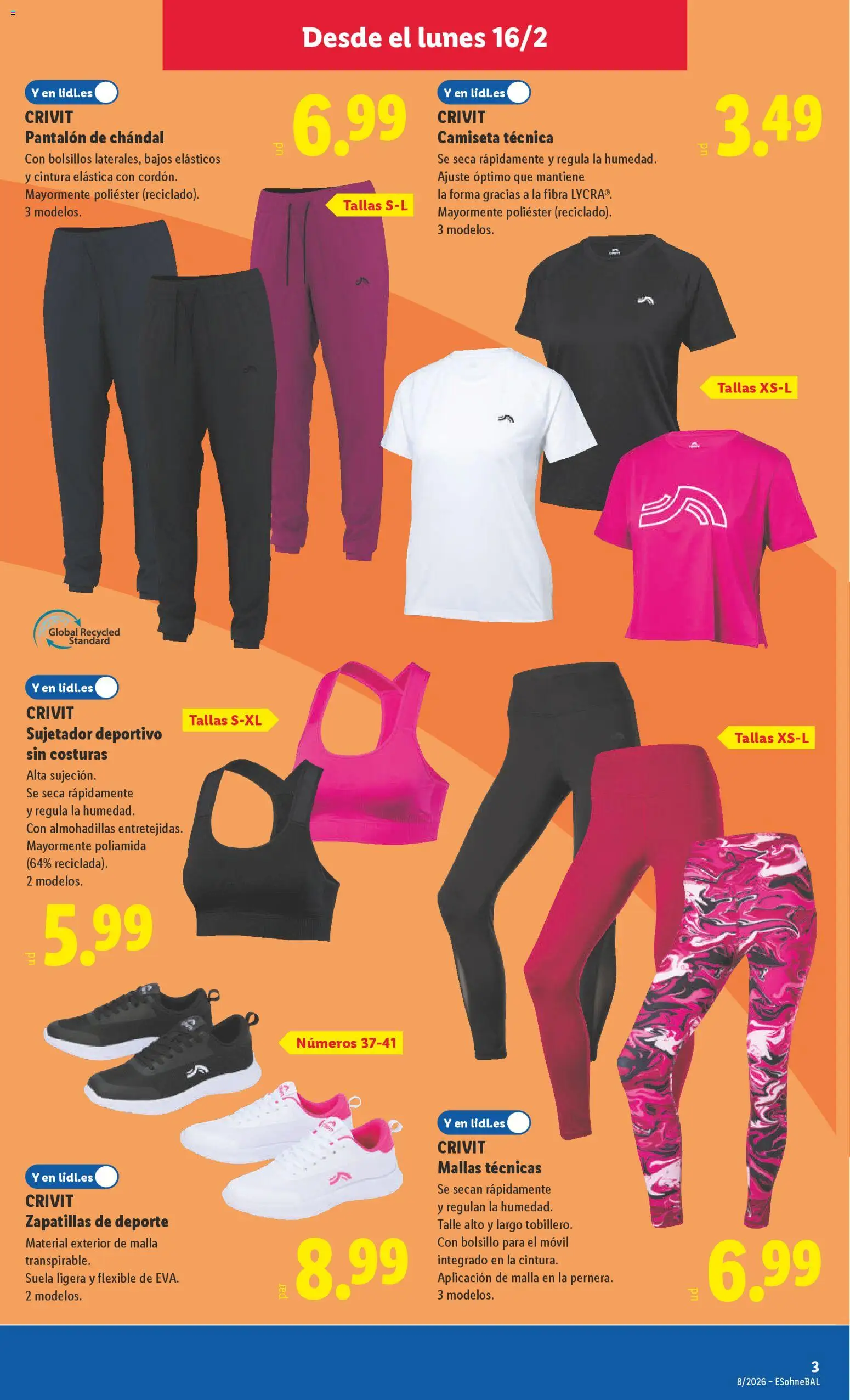 Lidl folleto de bazar │ válido desde el 16.02.2026 | Página: 5 | Productos: Zapatillas, Pantalón de chándal