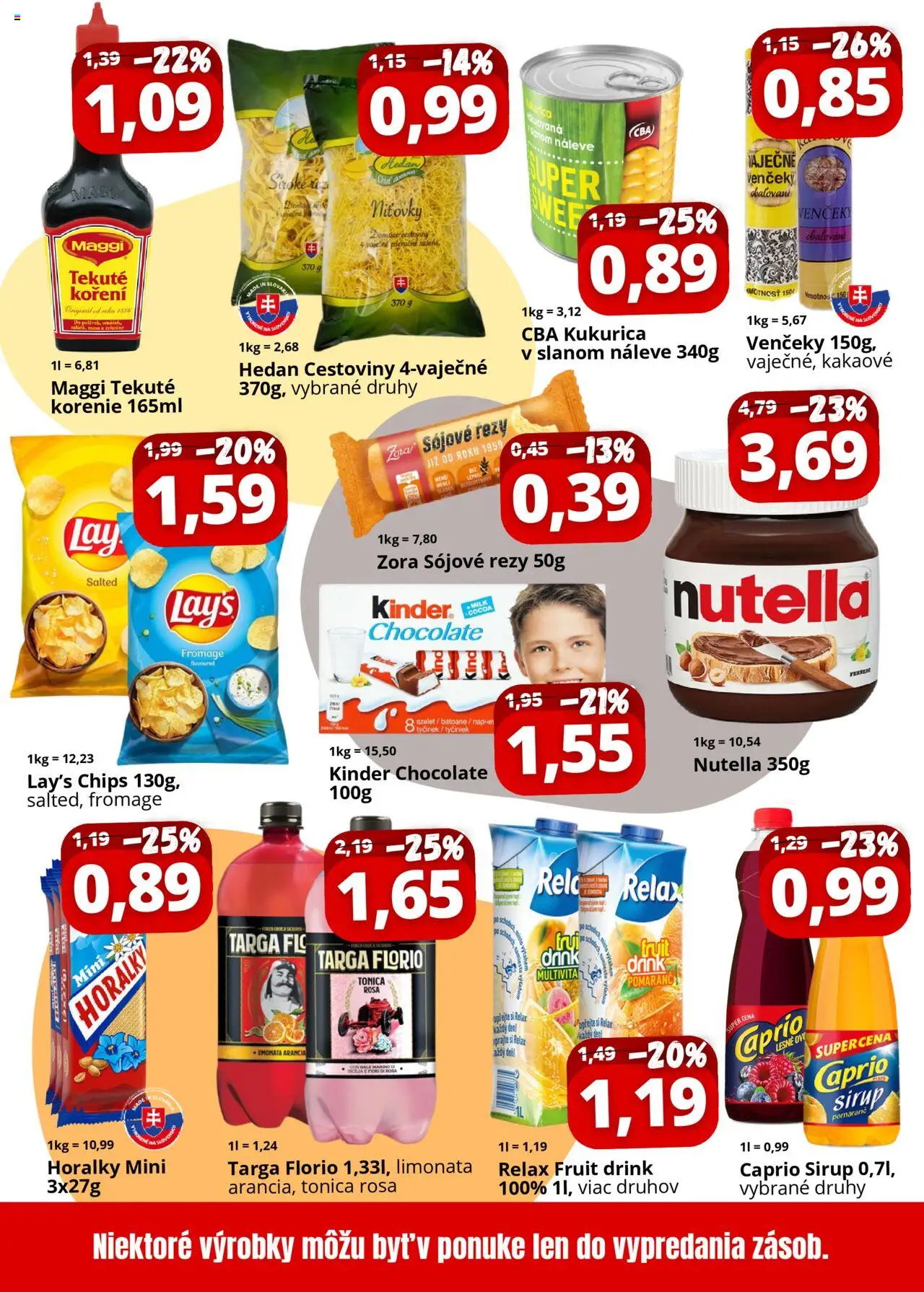 Nové CBA Komfos akcie – leták je platný od 01.10.2025 | Strana: 3 | Produkty: Cestoviny, Korenie, Horálky, Nutella