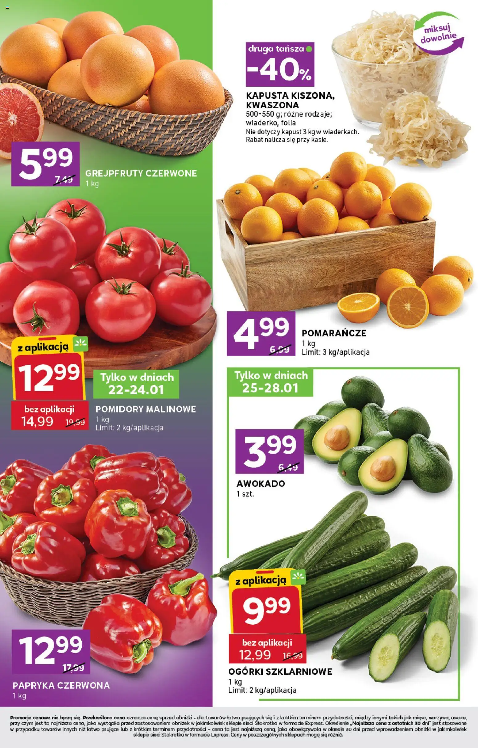 Stokrotka Gazetka - Express od 22.01.2026 | Strona: 2 | Produkty: Kapusta, Pomidory malinowe, Ogórki, Awokado