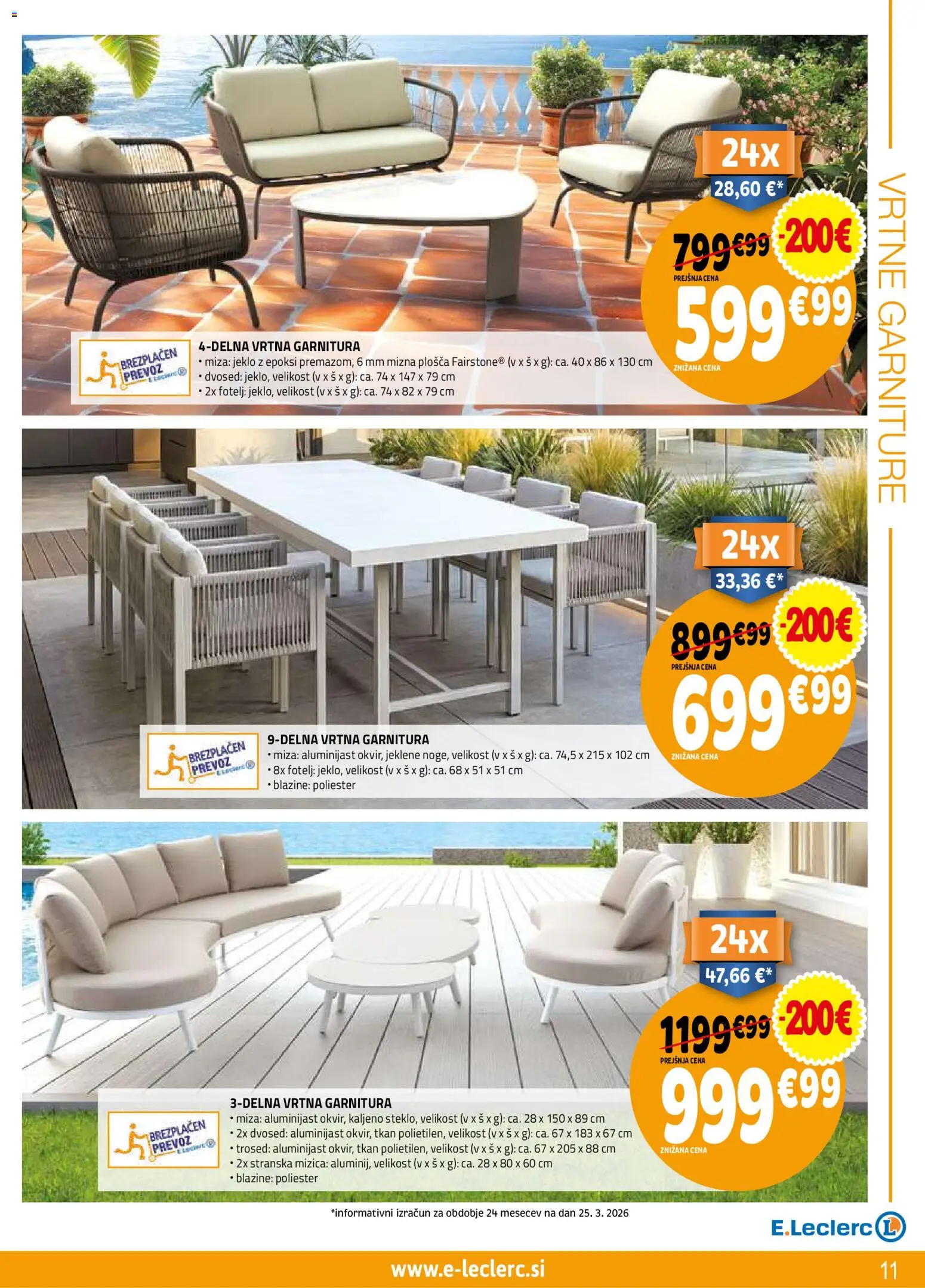 Novi E.leclerc katalog ponudbe – veljaven od 08.04.2026 | Stran: 11 | Izdelki: Vrtna garnitura, Mizica, Dvosed, Fotelj