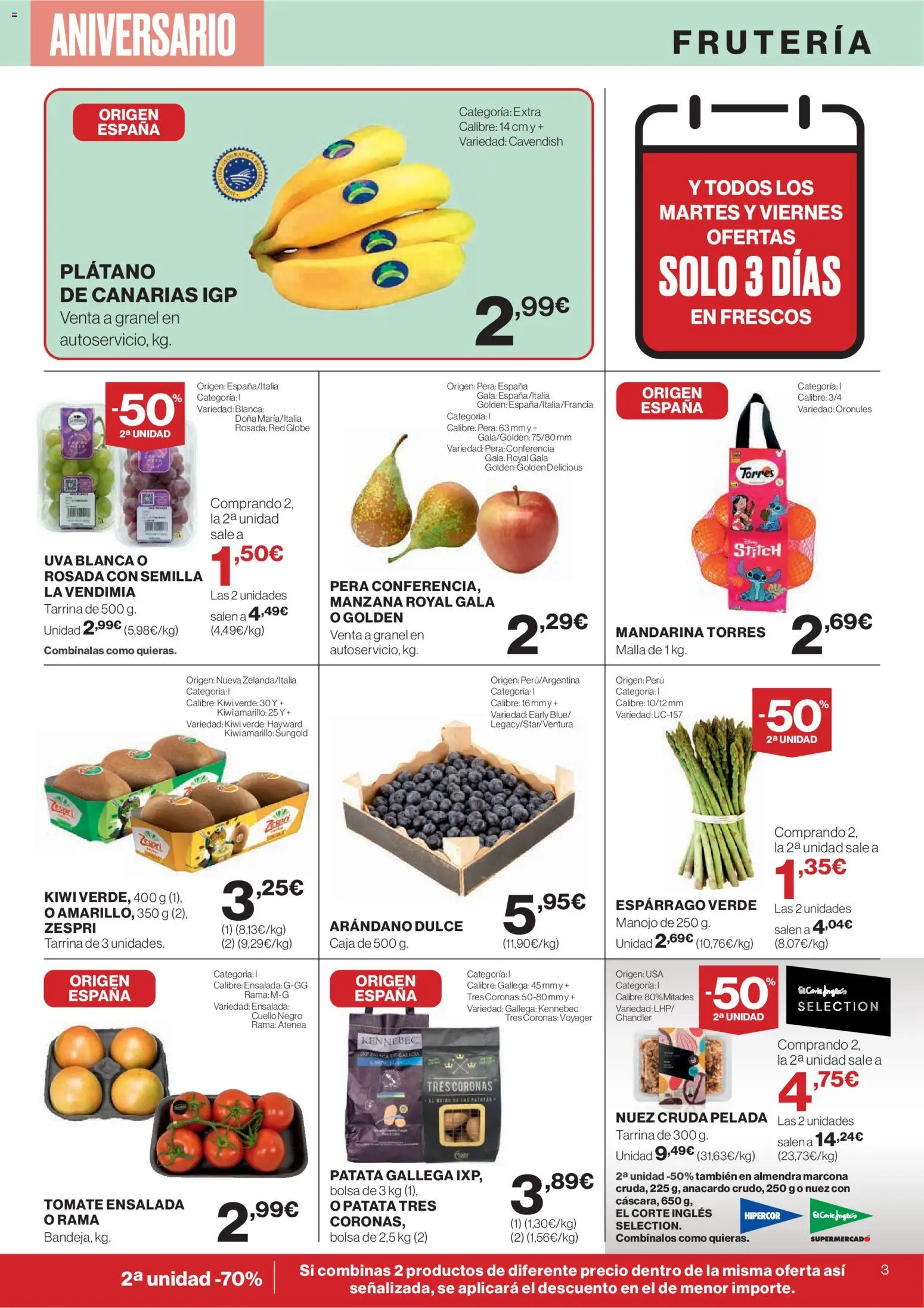 El Corte Inglés ofertas │ válido desde el 23.10.2025 | Página: 3 | Productos: Kiwi, Manzana, Ensalada, Caja