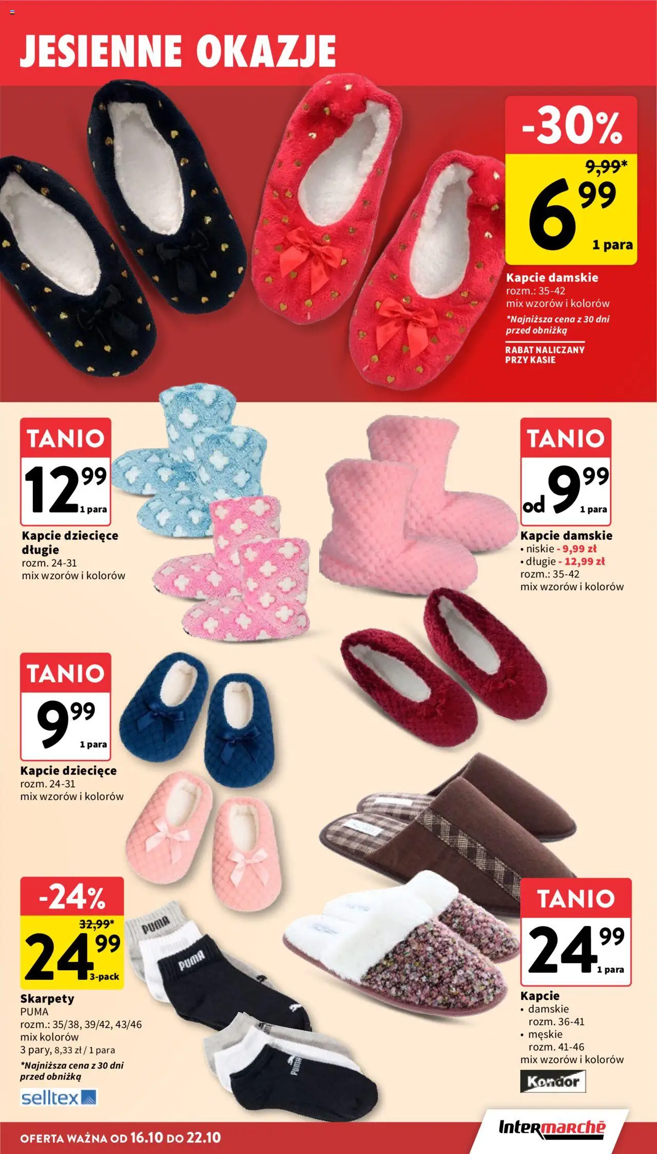 Intermarche Gazetka od 16.10.2025 | Strona: 37 | Produkty: Skarpety, Kapcie