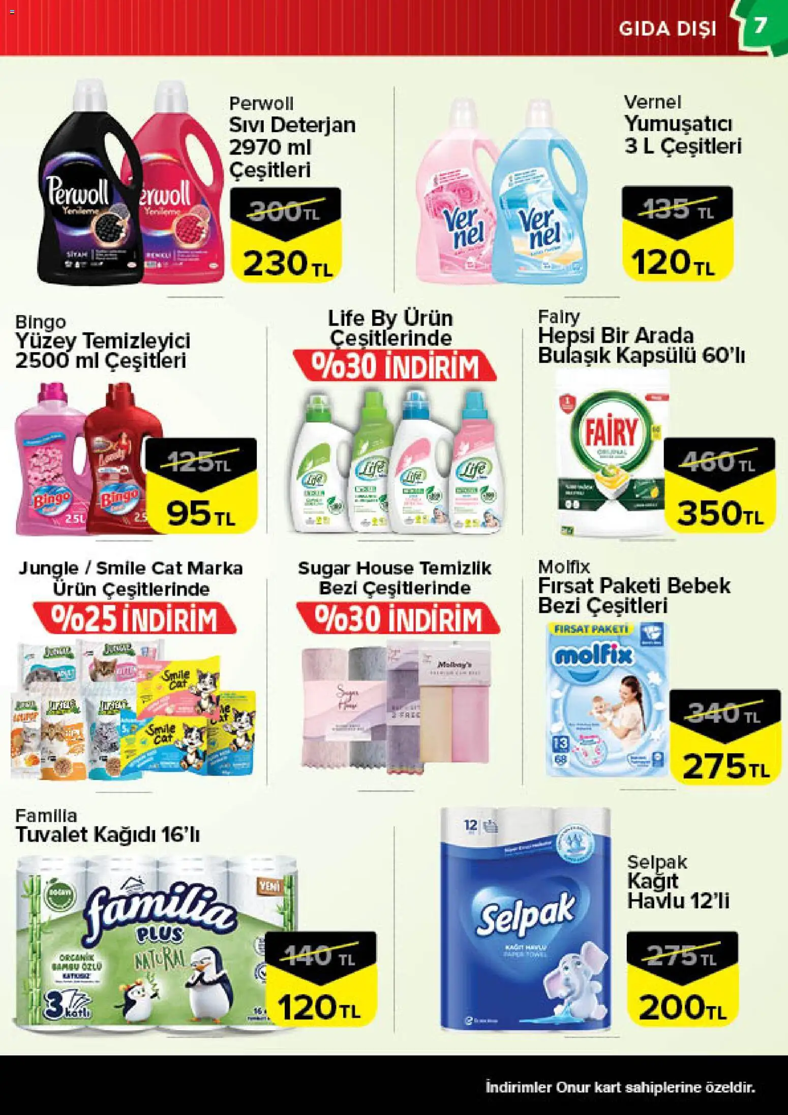 Onur Market Katalog - Bursa - 28.04.2026 tarihinden itibaren geçerlidir | Sayfa: 7 | Ürünler: Tuvalet, Yumuşatıcı, Deterjan, Tuvalet kağıdı