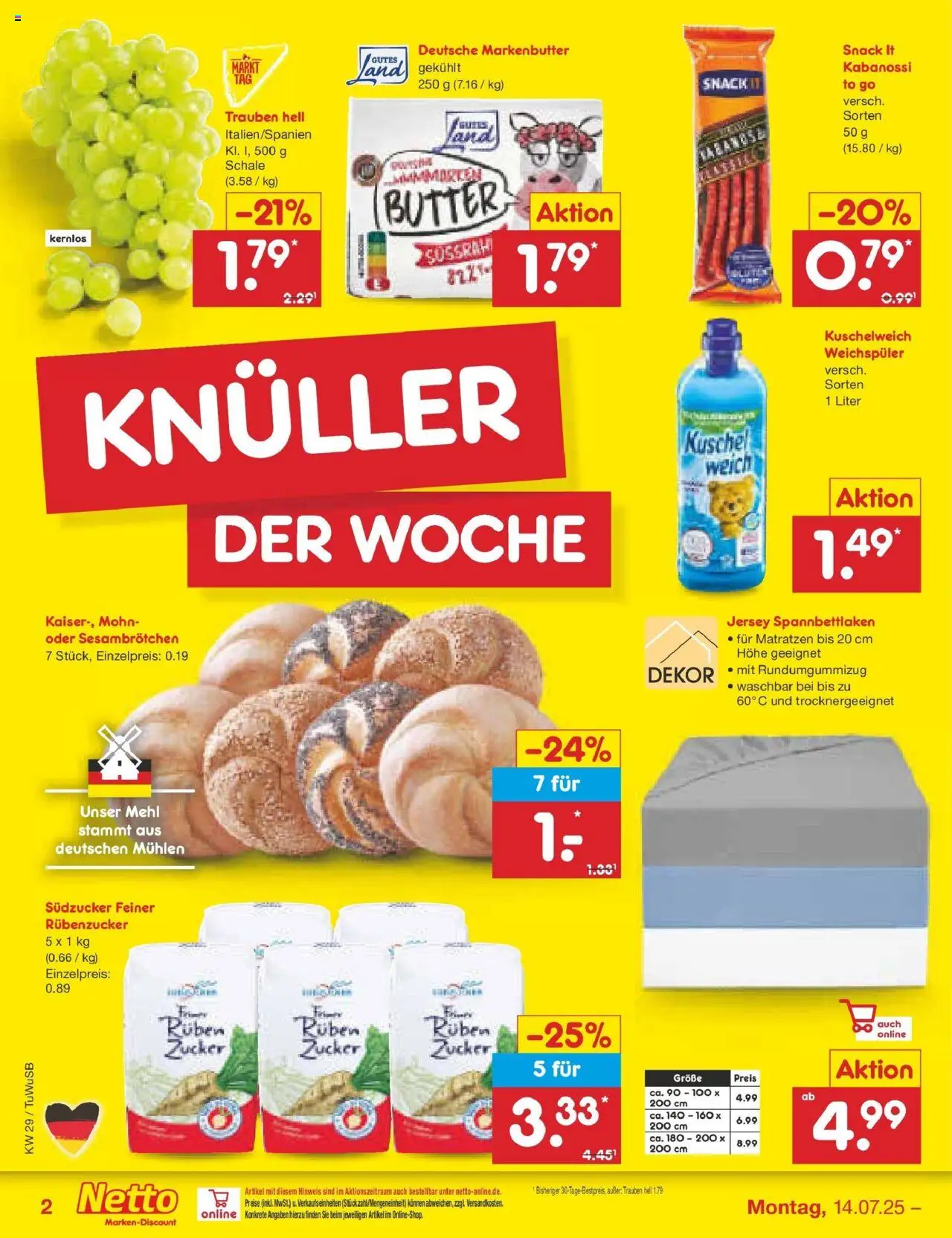 Netto Marken-Discount prospekt Calw-Stammheim	 - gültig ab dem 13.07.2025 | Seite: 2 | Produkte: Trauben, Kuschelweich, Weichspüler, Zucker