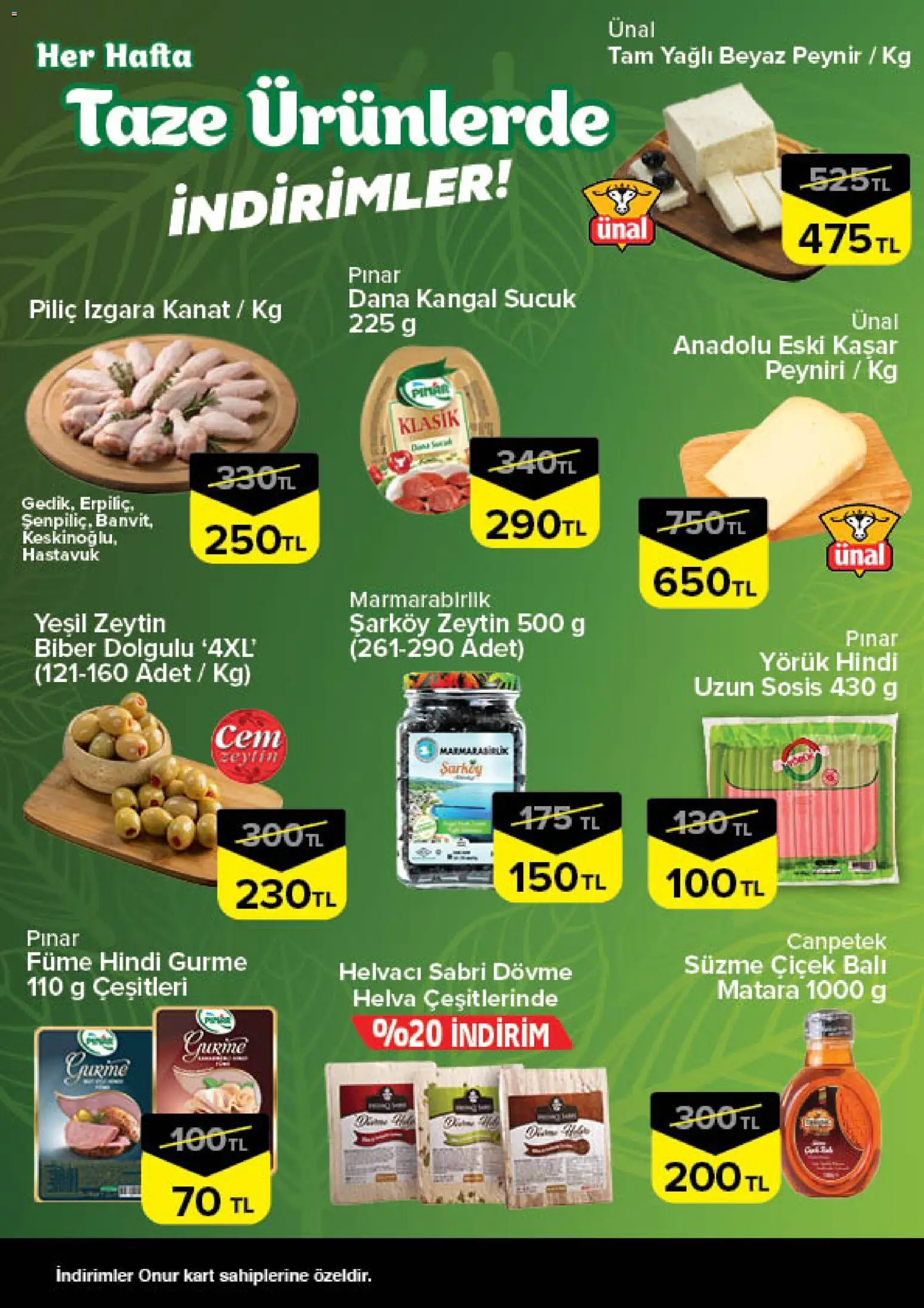 Onur Market - Taze Ürünlerde İndirimler - İstanbul & Trakya - 23.04.2026 tarihinden itibaren geçerlidir | Sayfa: 2 | Ürünler: Biber, Sosis, Zeytin, Izgara