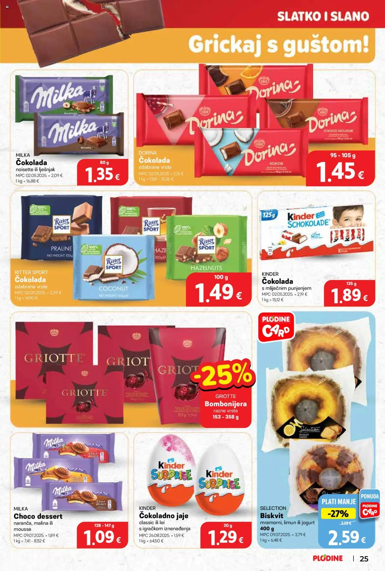 Plodine katalog | vrijedi od 17.09.2025 | Stranica: 25 | Proizvodi: Praline, Jogurt, Lješnjak, Milka