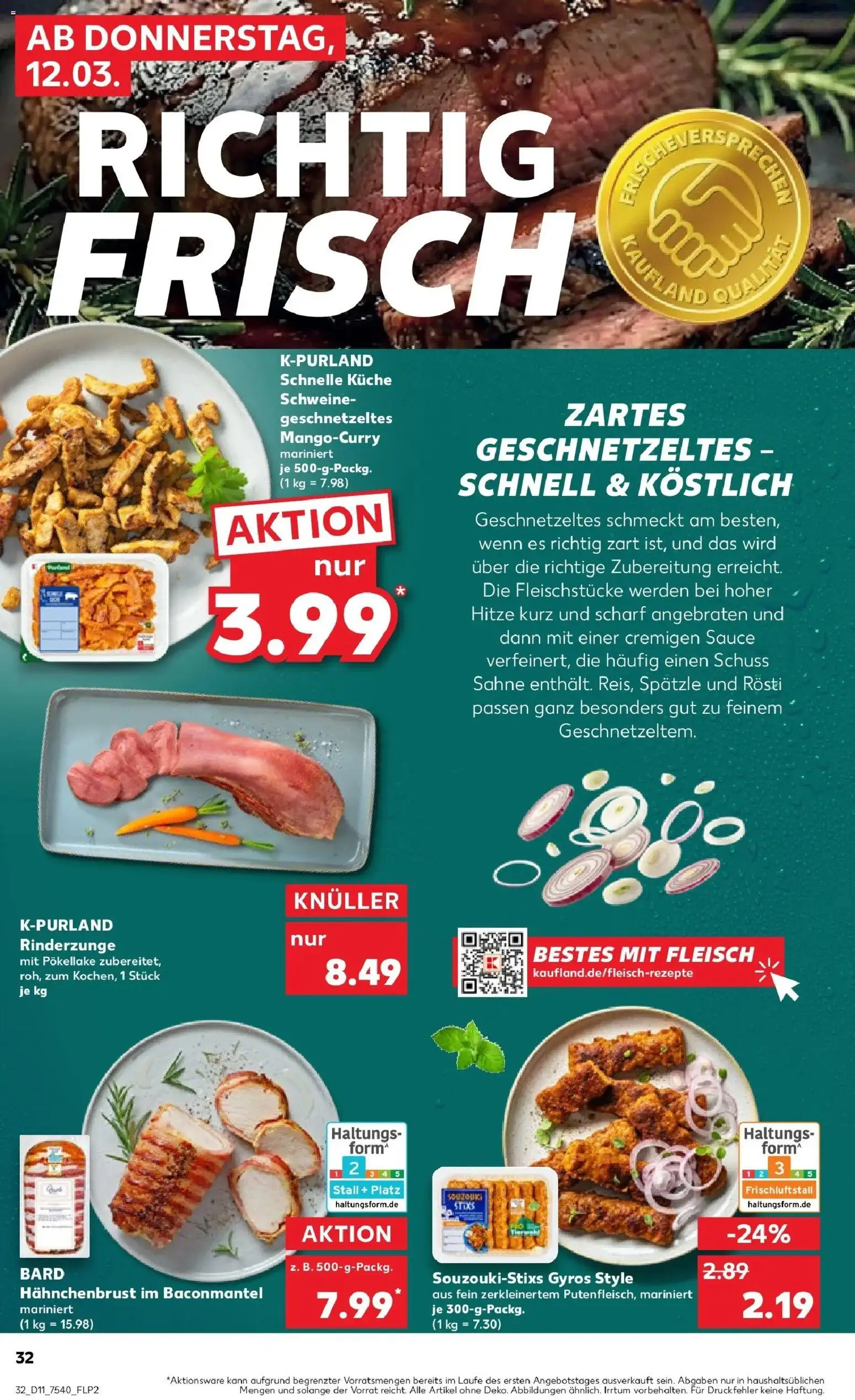 Kaufland Prospekt Arnstadt	 – gültig ab 09.03.2026 | Seite: 44 | Produkte: Küche, Gyros, Sahne, Hahnchenbrust