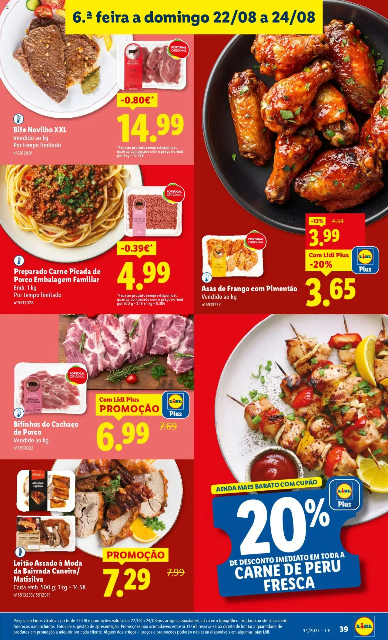Lidl folheto │ válido de 18.08.2025 | Página: 39 | Produtos: Frango, Peru, Carne picada, Carne