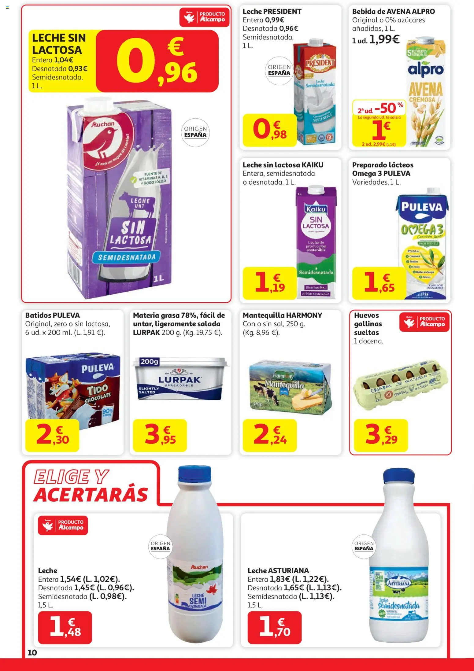 Alcampo - HG Nacional │ válido desde el 15.01.2026 | Página: 10 | Productos: Leche desnatada, Leche, Chocolate, Té