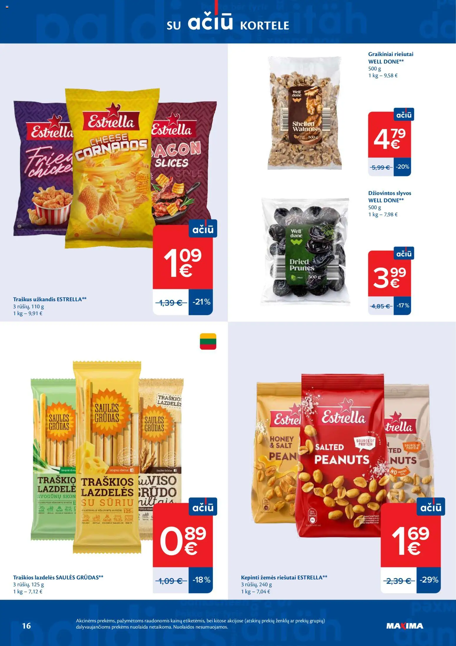 MAXIMA akcijos nuo 17.03.2026 | Puslapis: 16 | Prekių: Riešutai, Traškus užkandis