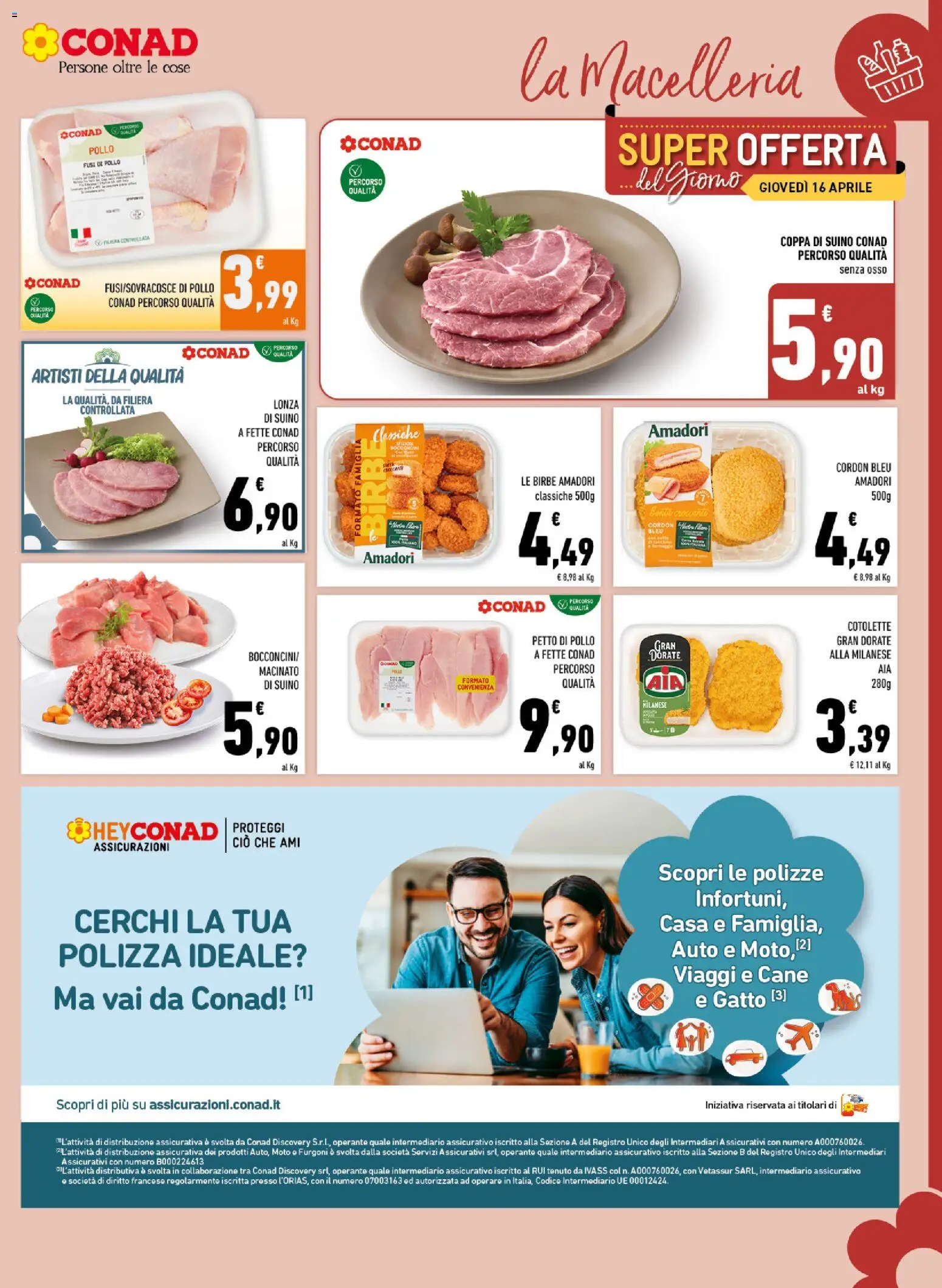 Volantino Conad del 08.04.2026 | Pagina: 3 | Prodotti: Petto di Pollo, Pollo, Suino, Macinato
