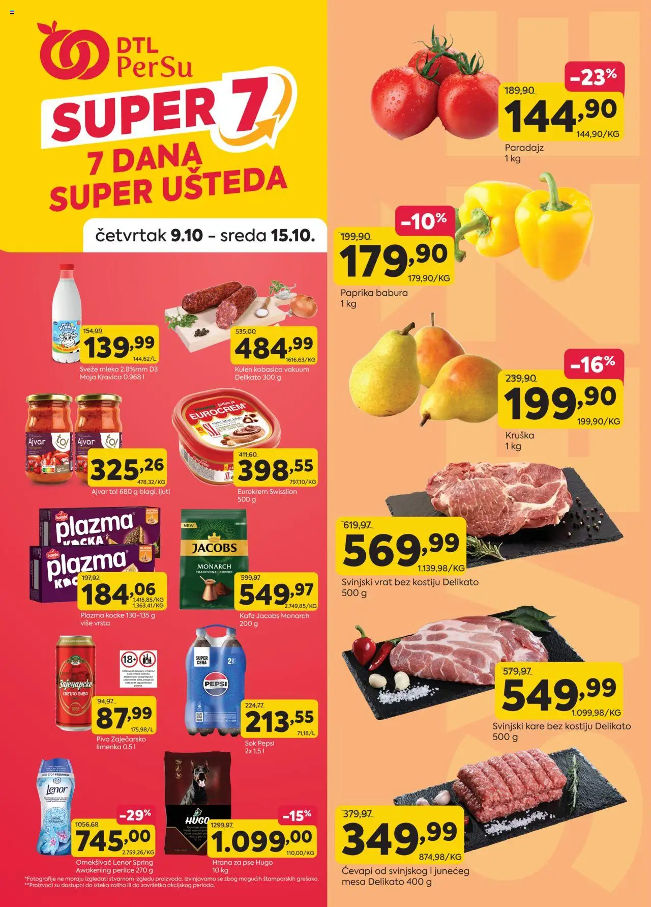 PerSu katalog - važi od 09.10.2025 | Strana: 1 | Proizvode: Svinjski kare, Kulen, Moja kravica, Mleko