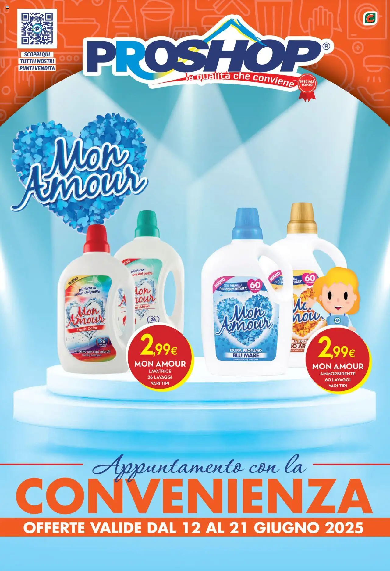 Volantino Proshop del 12.06.2025 | Pagina: 1 | Prodotti: Ammorbidente, Lavatrice, Profumo