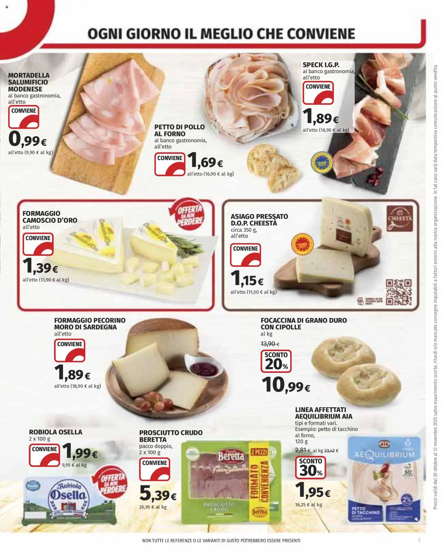Volantino COOP del 30.10.2025 | Pagina: 5 | Prodotti: Prosciutto Crudo, Formaggio, Prosciutto, Mortadella