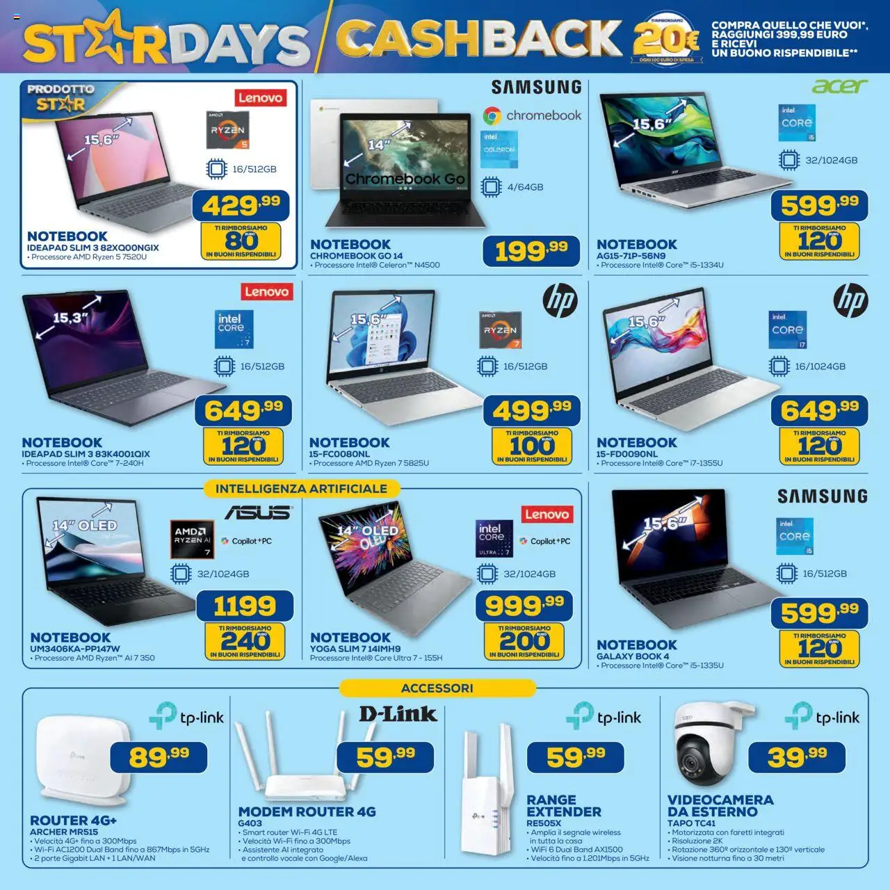 Volantino Euronics del 09.10.2025 | Pagina: 6 | Prodotti: Router, Notebook, Videocamera, Samsung