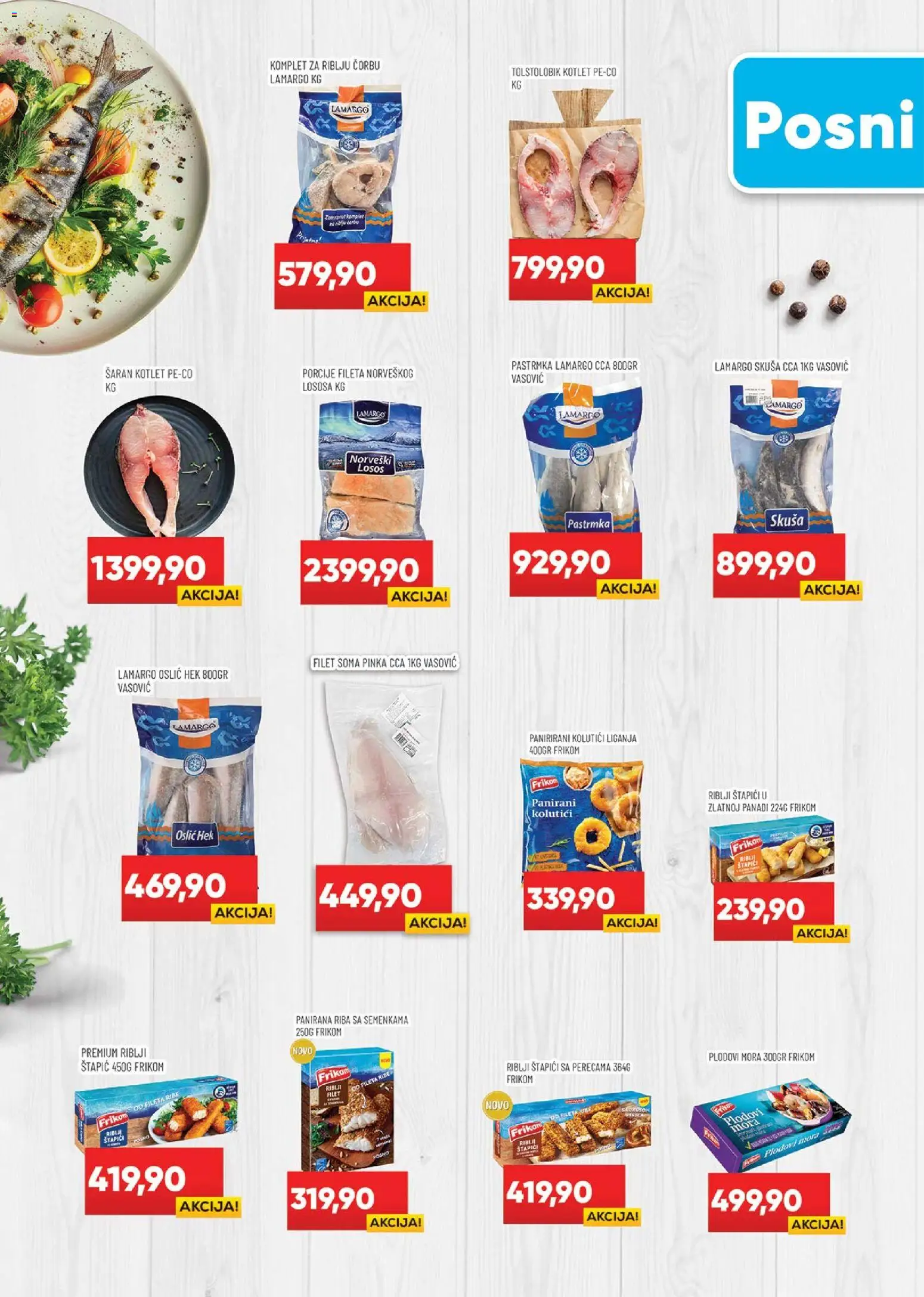 Medius katalog - važi od 07.04.2026 | Strana: 8 | Proizvode: Pastrmka, Riblji štapići, Oslić, Riba