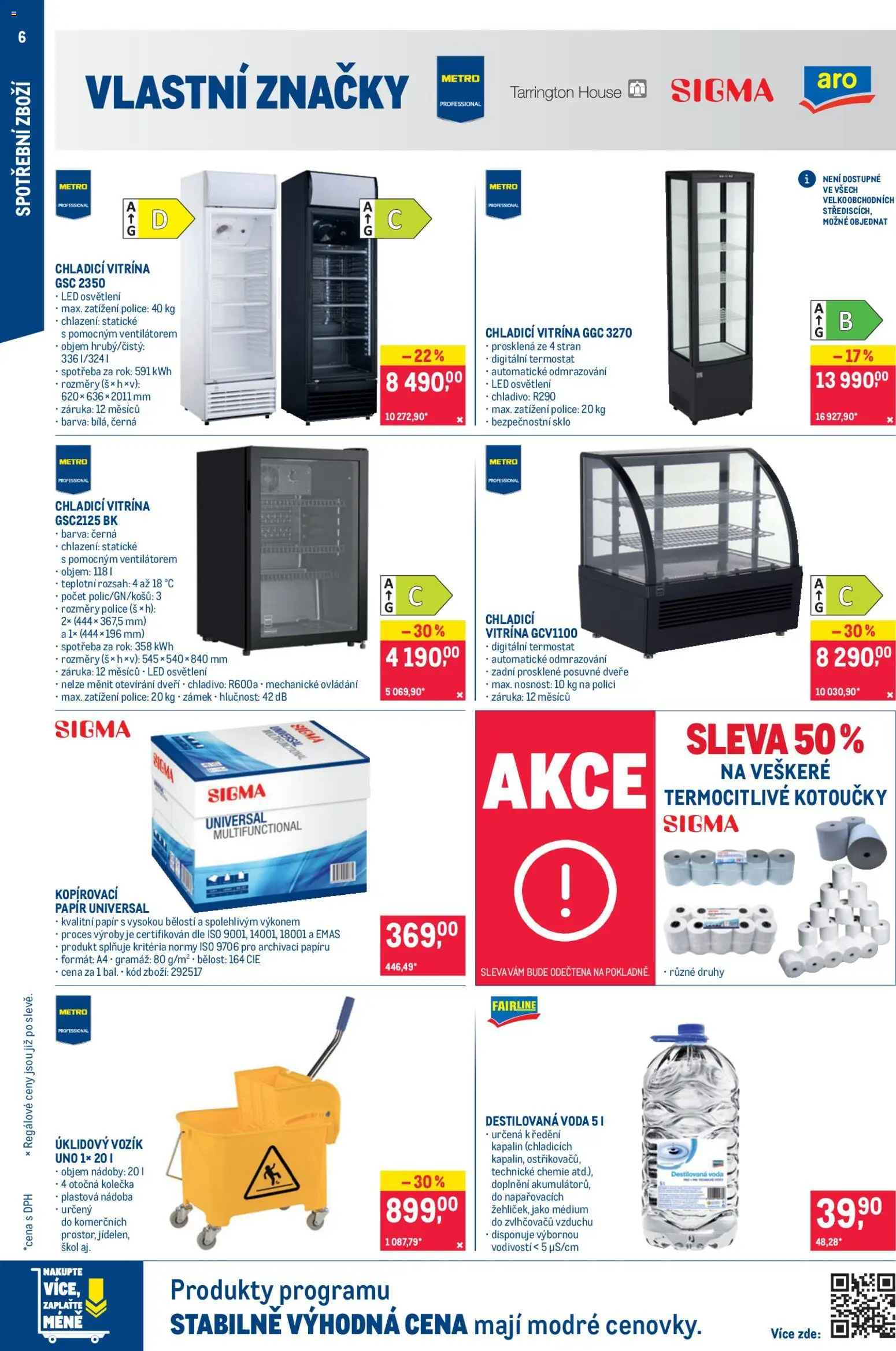 Makro leták - Spotřební zboží od 11.02.2026 | Strana: 6 | Produkty: Vitrína, Destilovaná voda, Police, LED