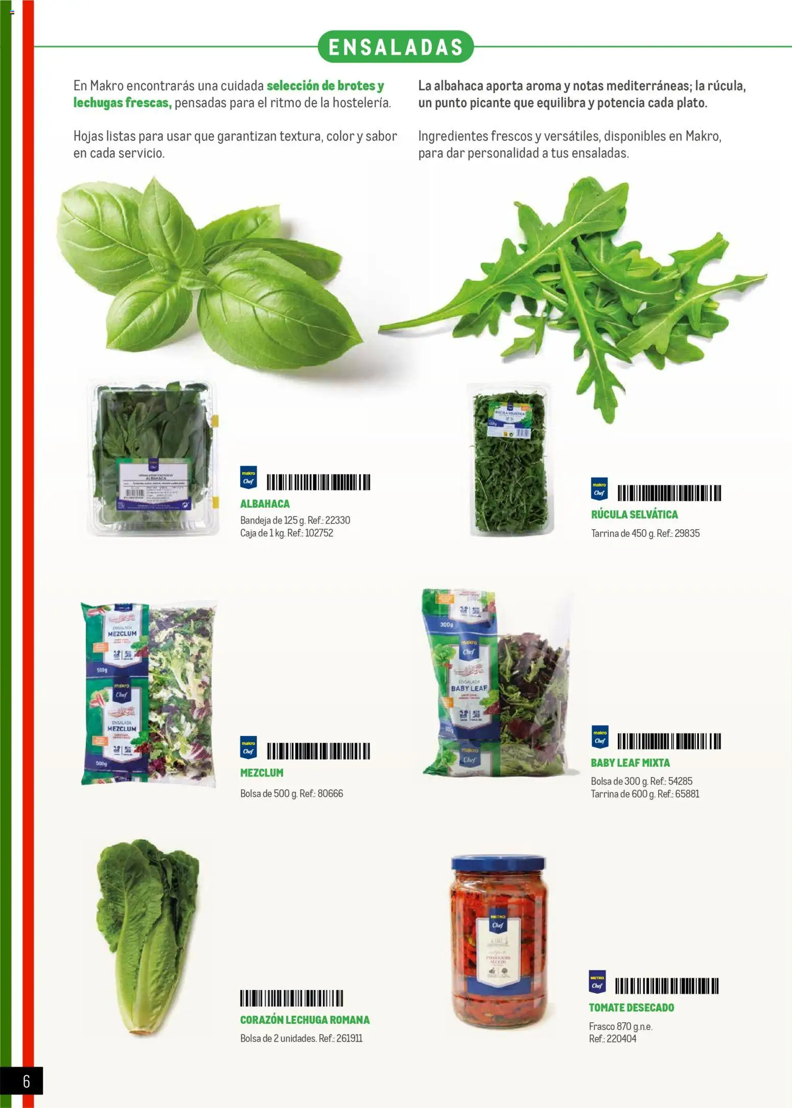 Makro Restaurantes italianos Centro │ válido desde el 27.03.2026 | Página: 6 | Productos: Ensalada, Bolsa, Bandeja, Caja