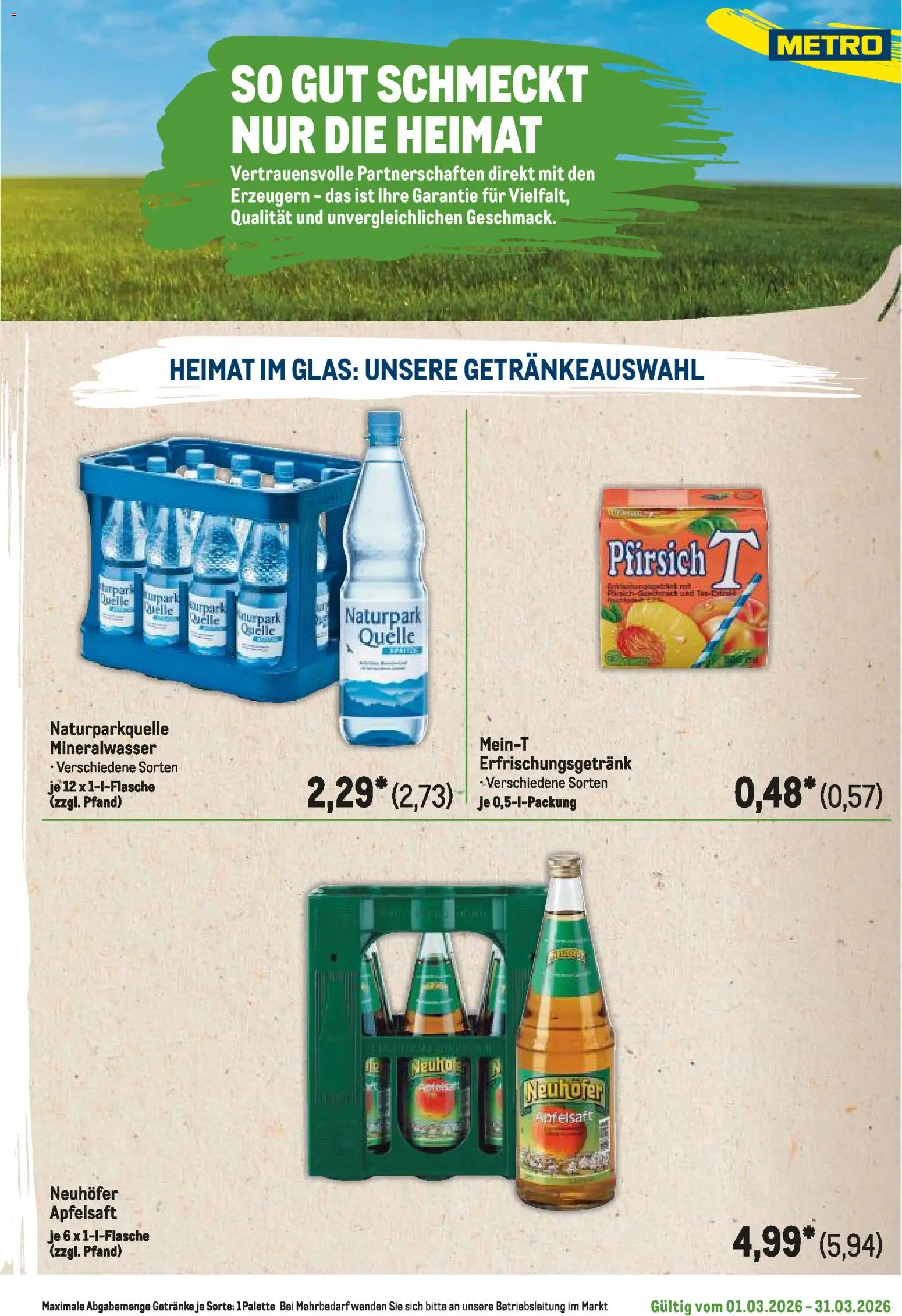 Metro Regionaler Flyer – gültig ab 01.03.2026 | Seite: 125 | Produkte: Apfelsaft, Mineralwasser, Pfirsich