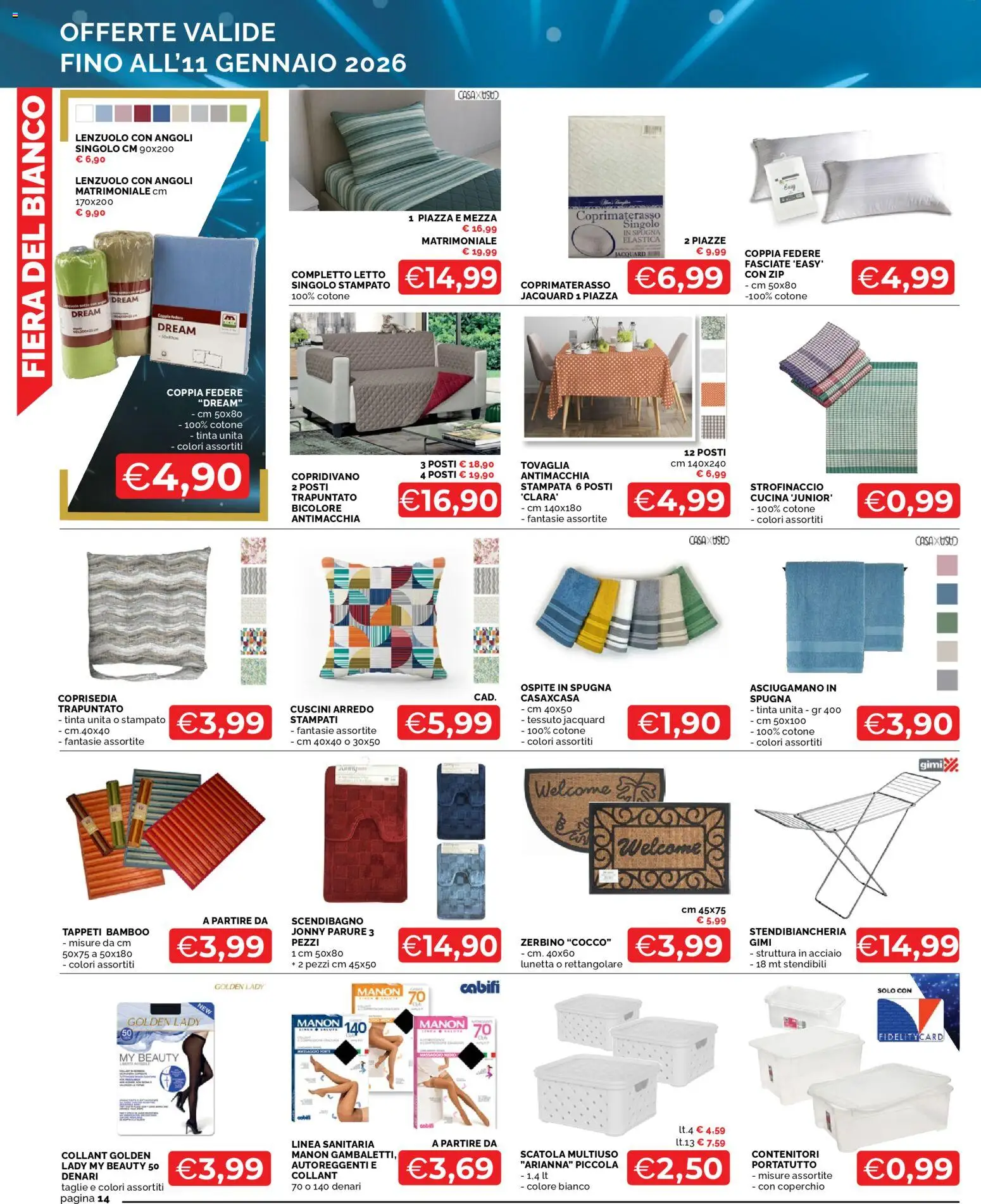 Volantino Mercatò del 29.12.2025 | Pagina: 14 | Prodotti: Spugna, Collant, Cocco, Tovaglia