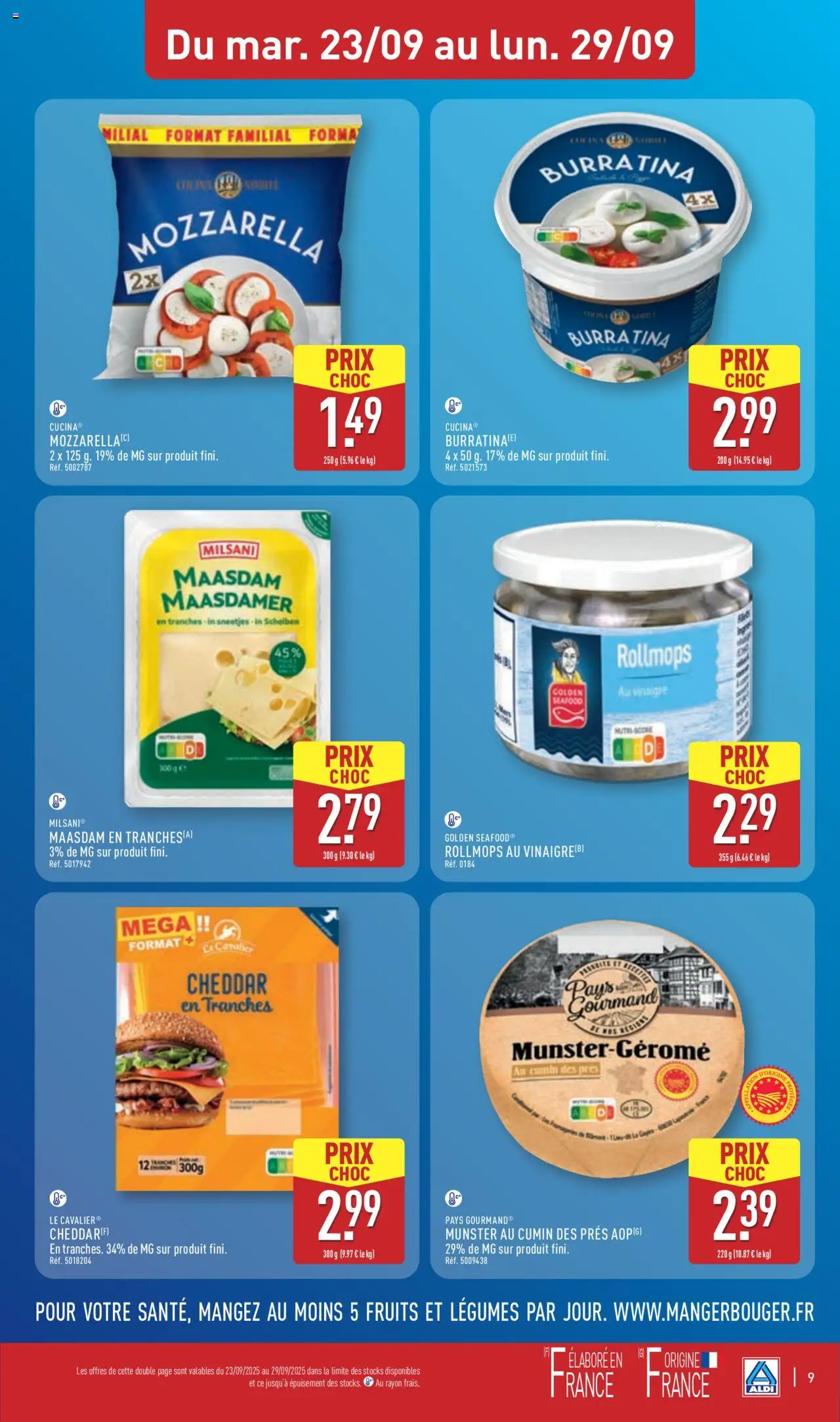  | Page: 11 | Produits: Mozzarella, Cumin, Vinaigre, Cheddar
