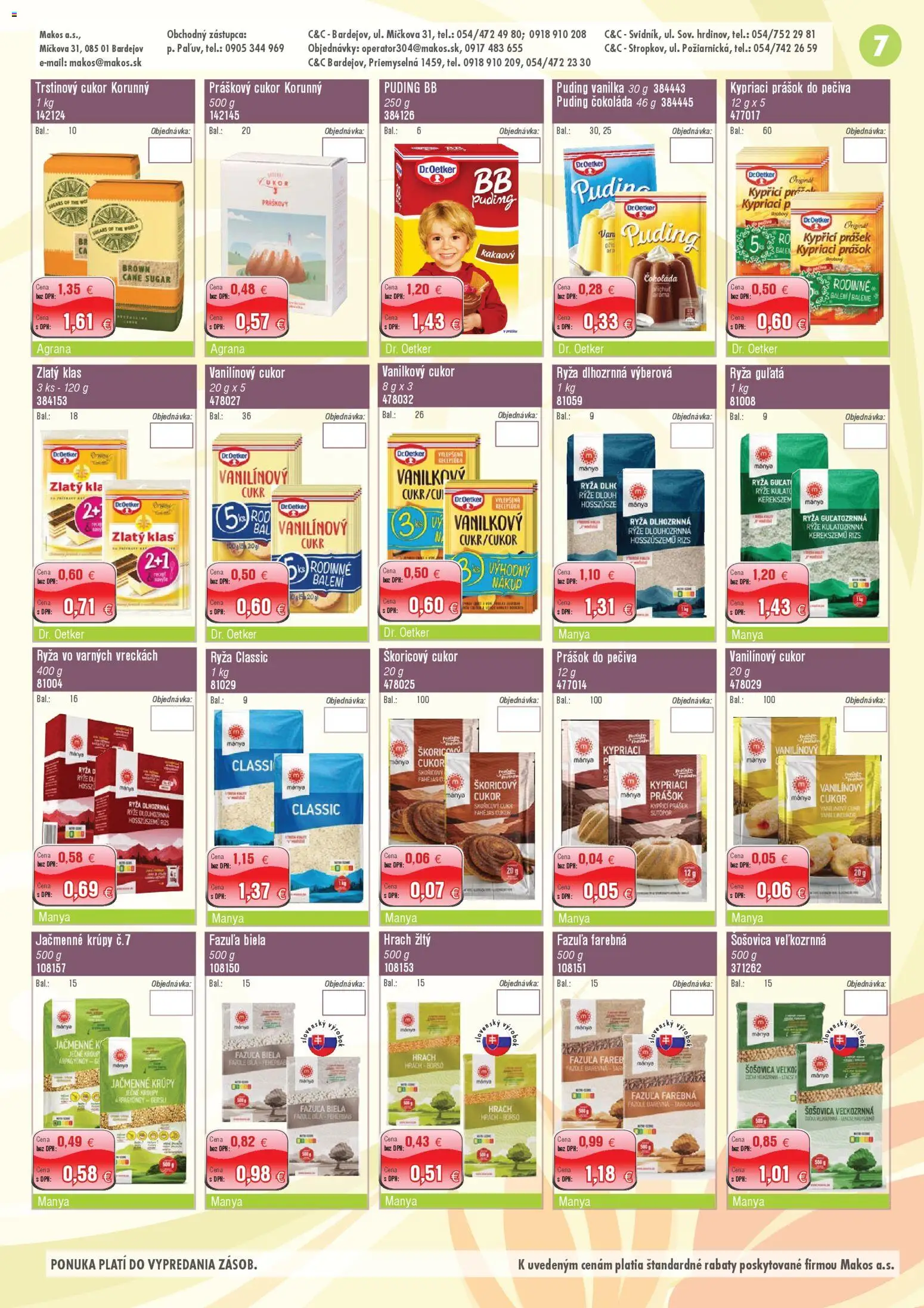 Nové Makos akcie – leták je platný od 06.04.2026 | Strana: 7 | Produkty: Ryža, Hrach, Čokoláda, Cukor