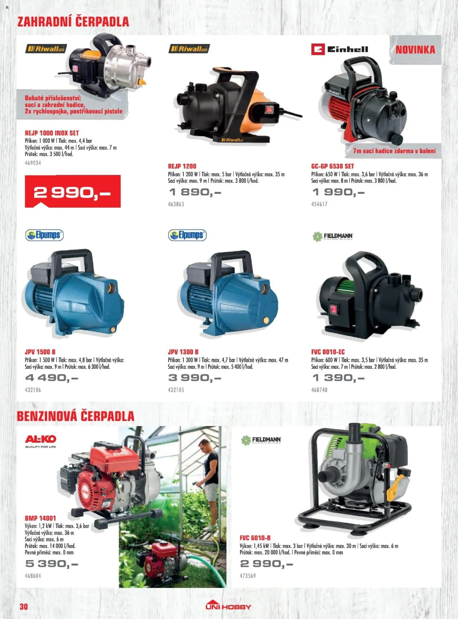 Uni Hobby katalog - Zahradní technika 2026 od 13.03.2026 | Strana: 30 | Produkty: Hadice