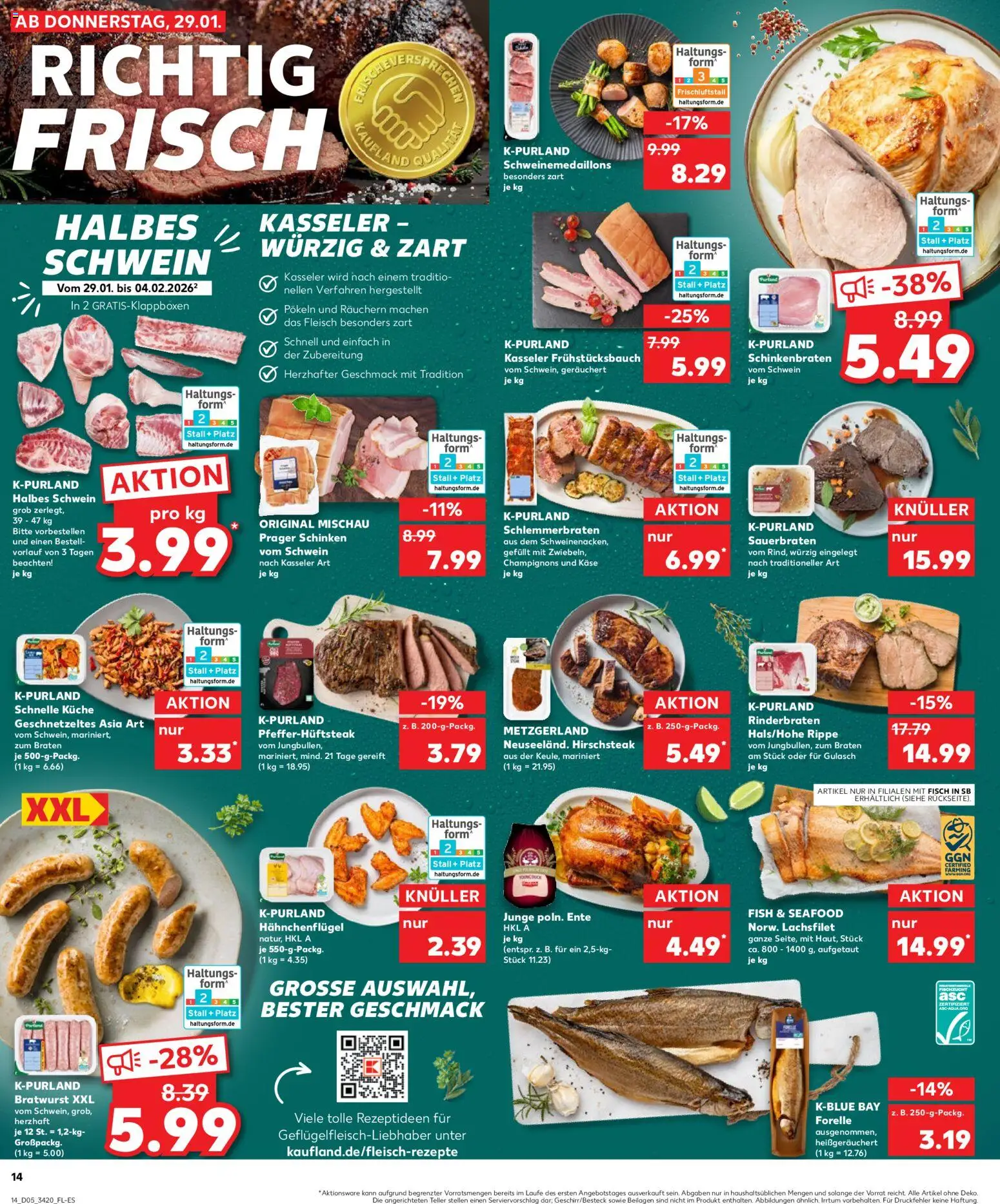 Kaufland prospekt Berlin	 – gültig ab 29.01.2026 | Seite: 14 | Produkte: Gulasch, Schinken, Steak, Ente