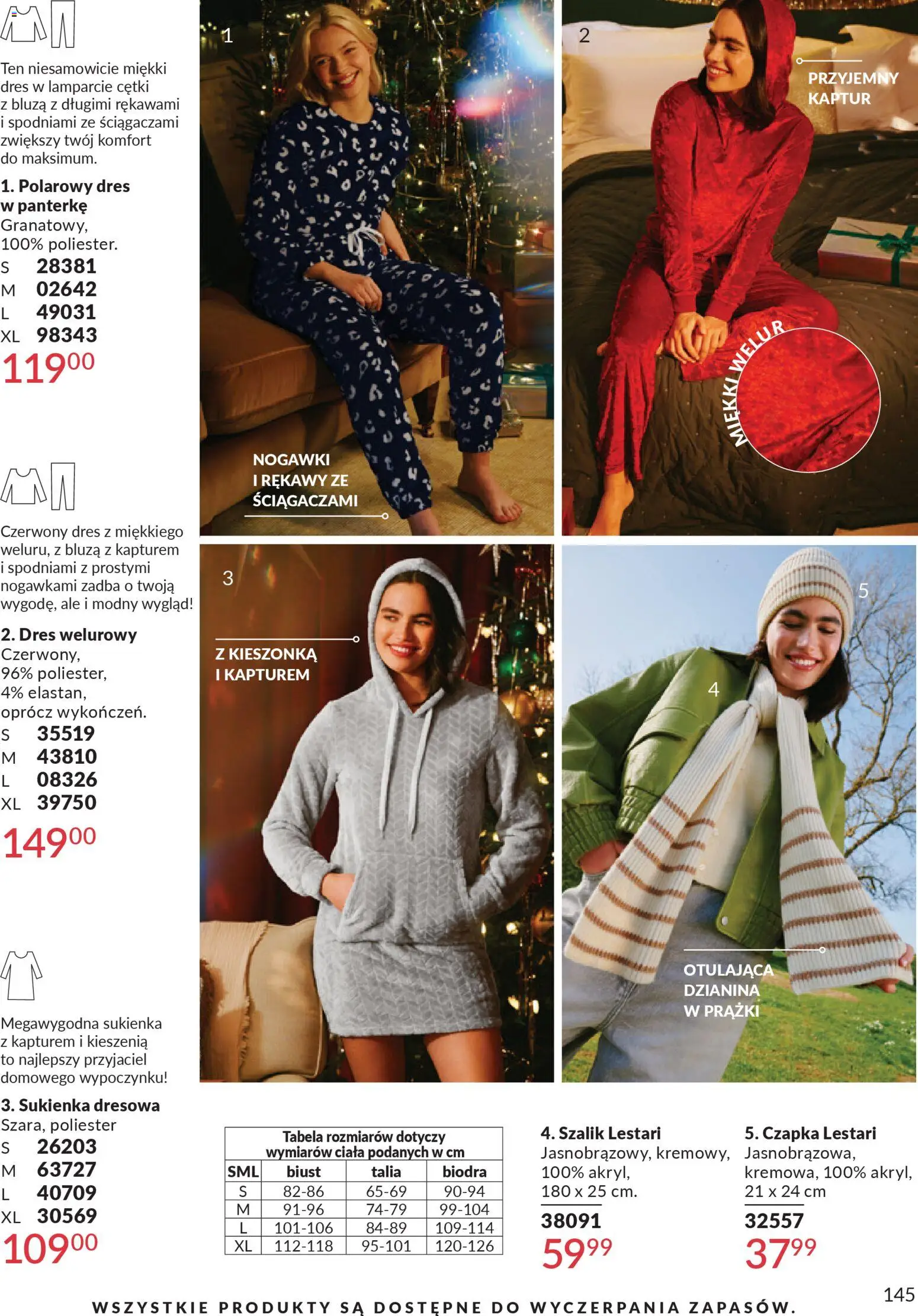 Avon Katalog 1 2026 od 01.01.2026 | Strona: 144 | Produkty: Bluza z kapturem, Szalik, Czapka, Sukienka