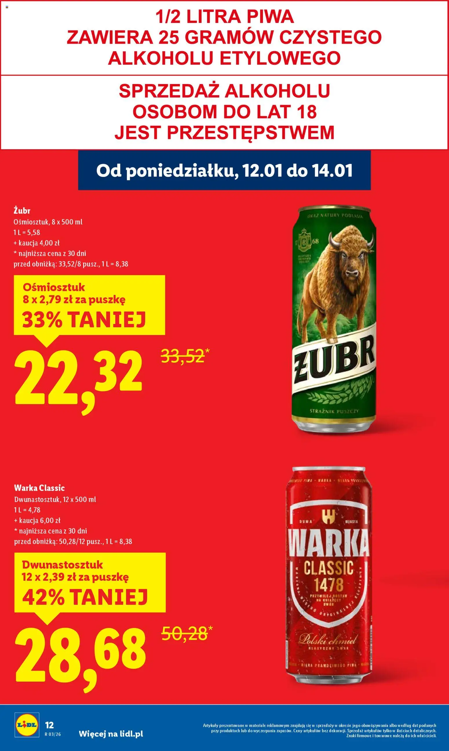 Lidl Gazetka od 12.01.2026 | Strona: 12 | Produkty: Warka