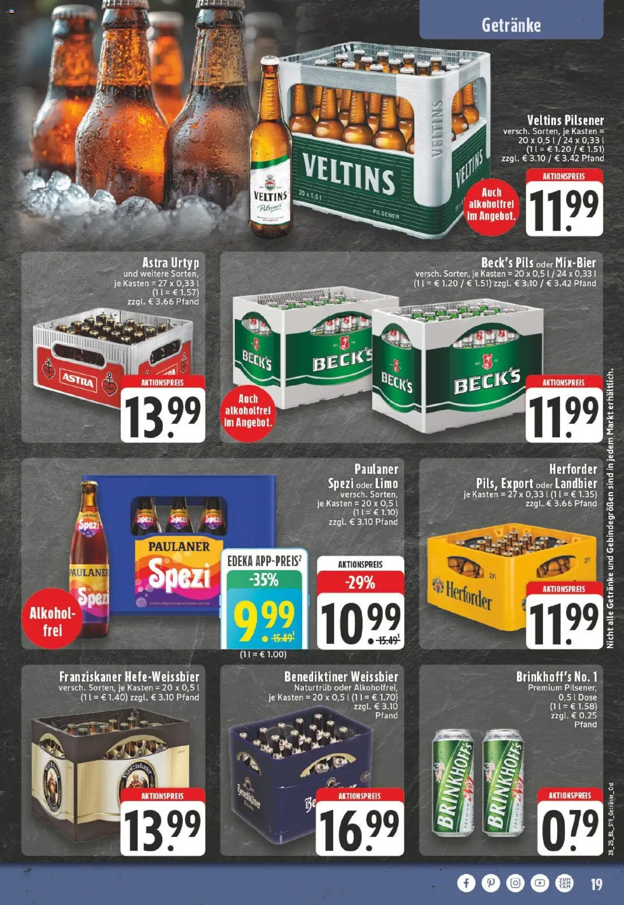 Edeka prospekt Detmold	 - gültig ab dem 06.07.2025 | Seite: 19 | Produkte: Franziskaner, Paulaner spezi, Astra, Paulaner