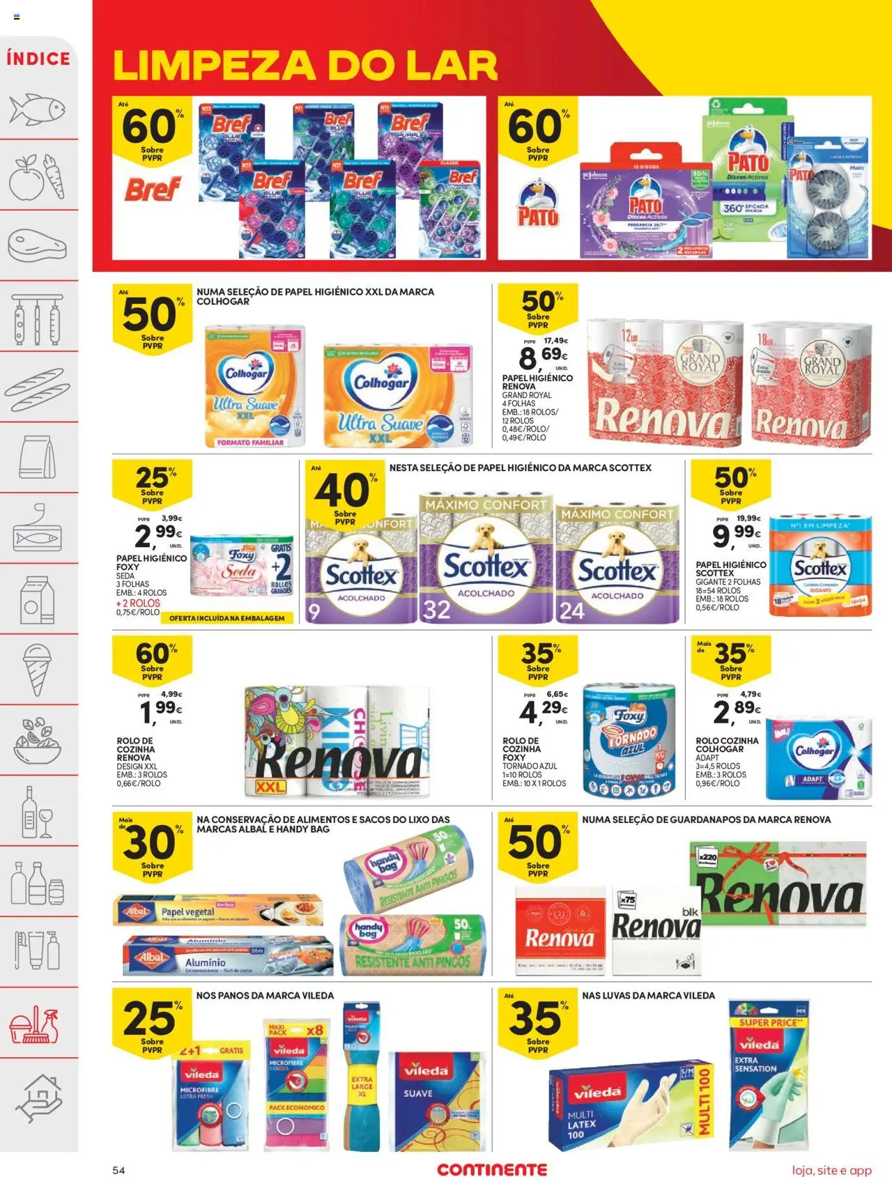 Continente folheto │ válido de 16.09.2025 | Página: 54 | Produtos: Luvas, Papel higiénico, Guardanapos
