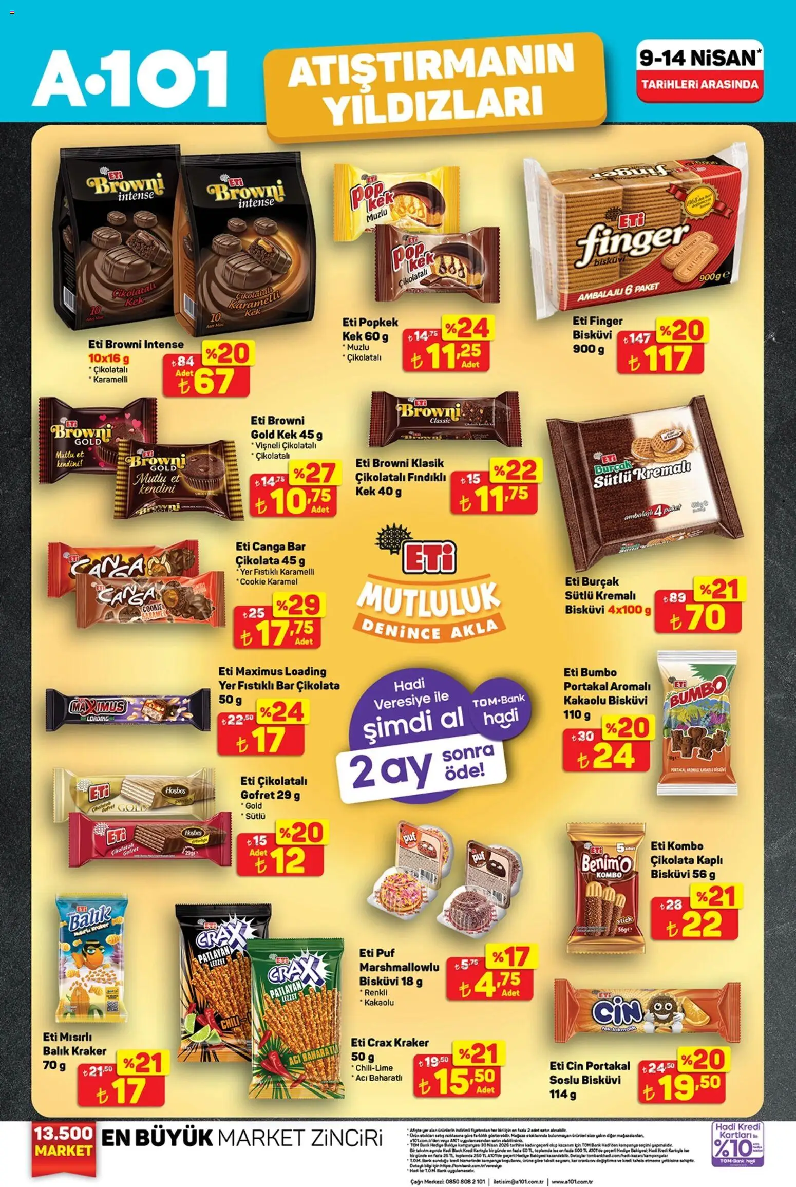 A101 - Haftanın Yıldızları - 09.04.2026 tarihinden itibaren geçerlidir | Sayfa: 1 | Ürünler: Gofret, Balık, Cin, Bisküvi
