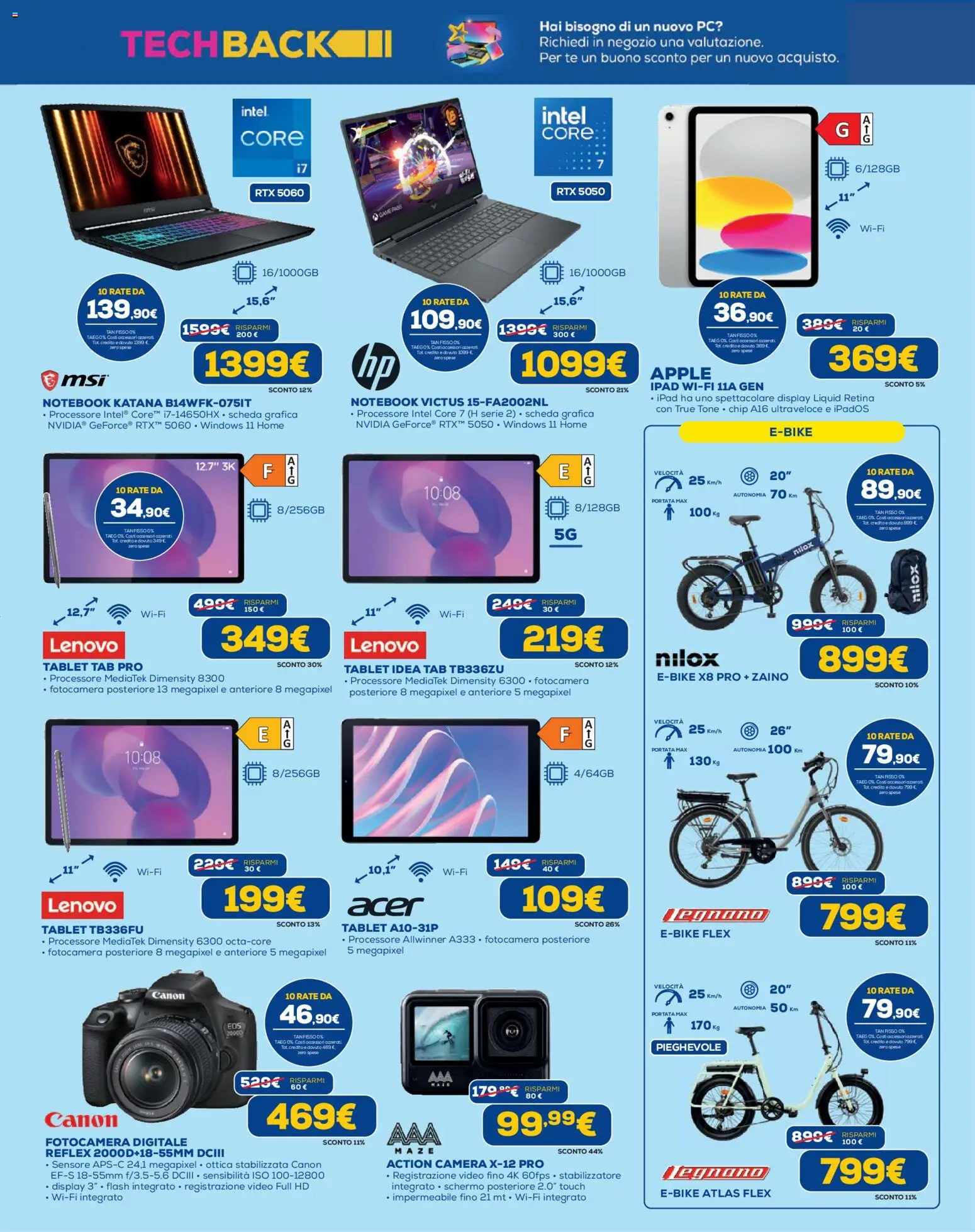 Volantino Euronics del 23.04.2026 | Pagina: 9 | Prodotti: Zaino, Tablet, Fotocamera, Ipad