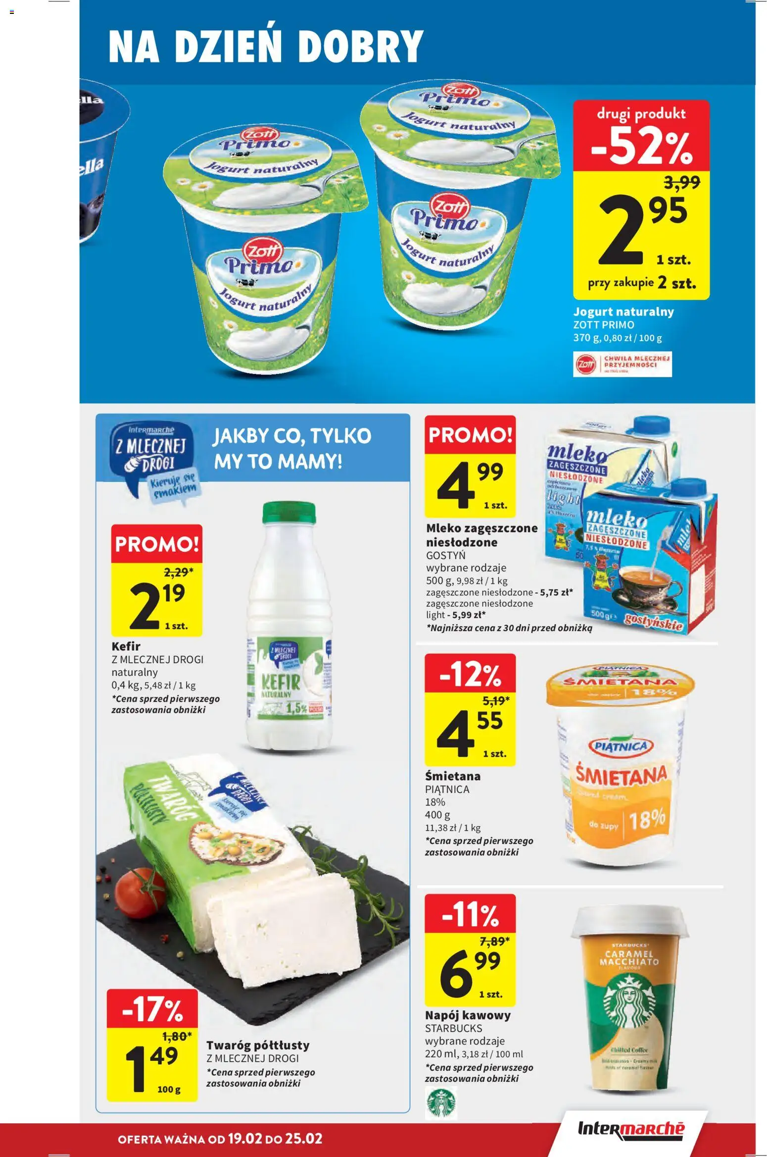 Intermarche Gazetka od 19.02.2026 | Strona: 21 | Produkty: Kefir, Jogurt naturalny, Śmietana, Twaróg