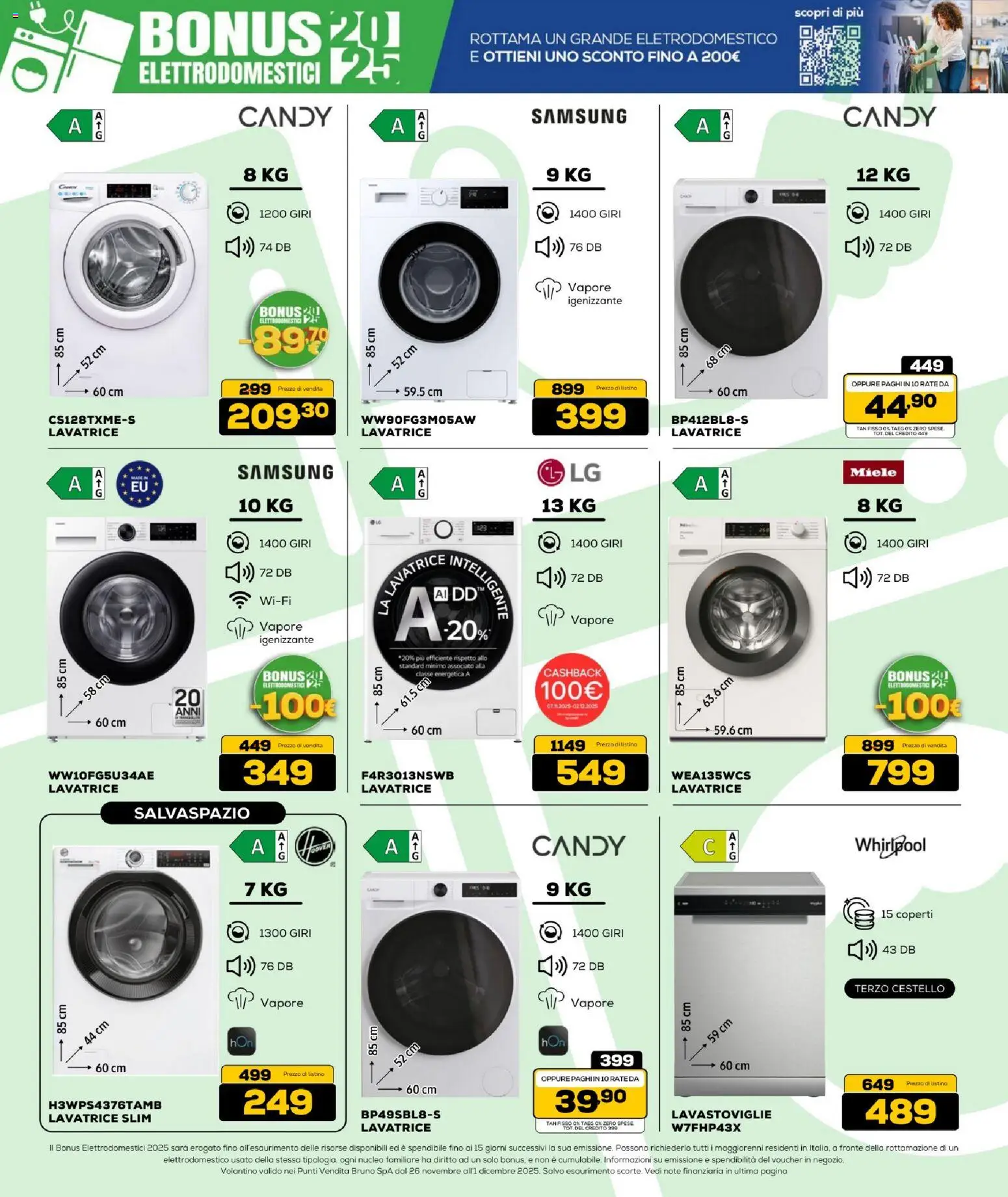 Volantino BRUNO del 26.11.2025 | Pagina: 16 | Prodotti: Lavatrice, Lavastoviglie, Miele, Samsung
