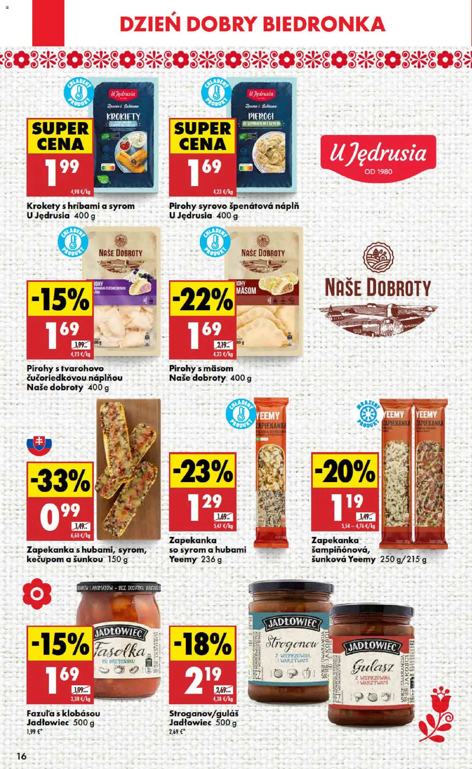 Nové Biedronka akcie – leták je platný od 12.02.2026 | Strana: 16 | Produkty: Pirohy