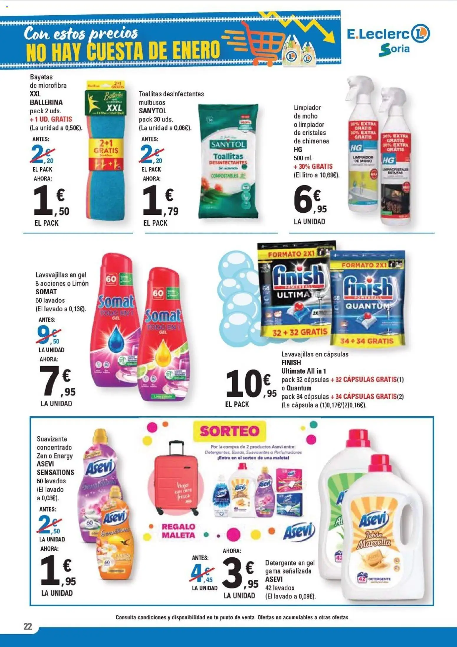 E.Leclerc folleto │ válido desde el 14.01.2026 | Página: 22 | Productos: Jabón, Detergente, Maleta, Suavizante
